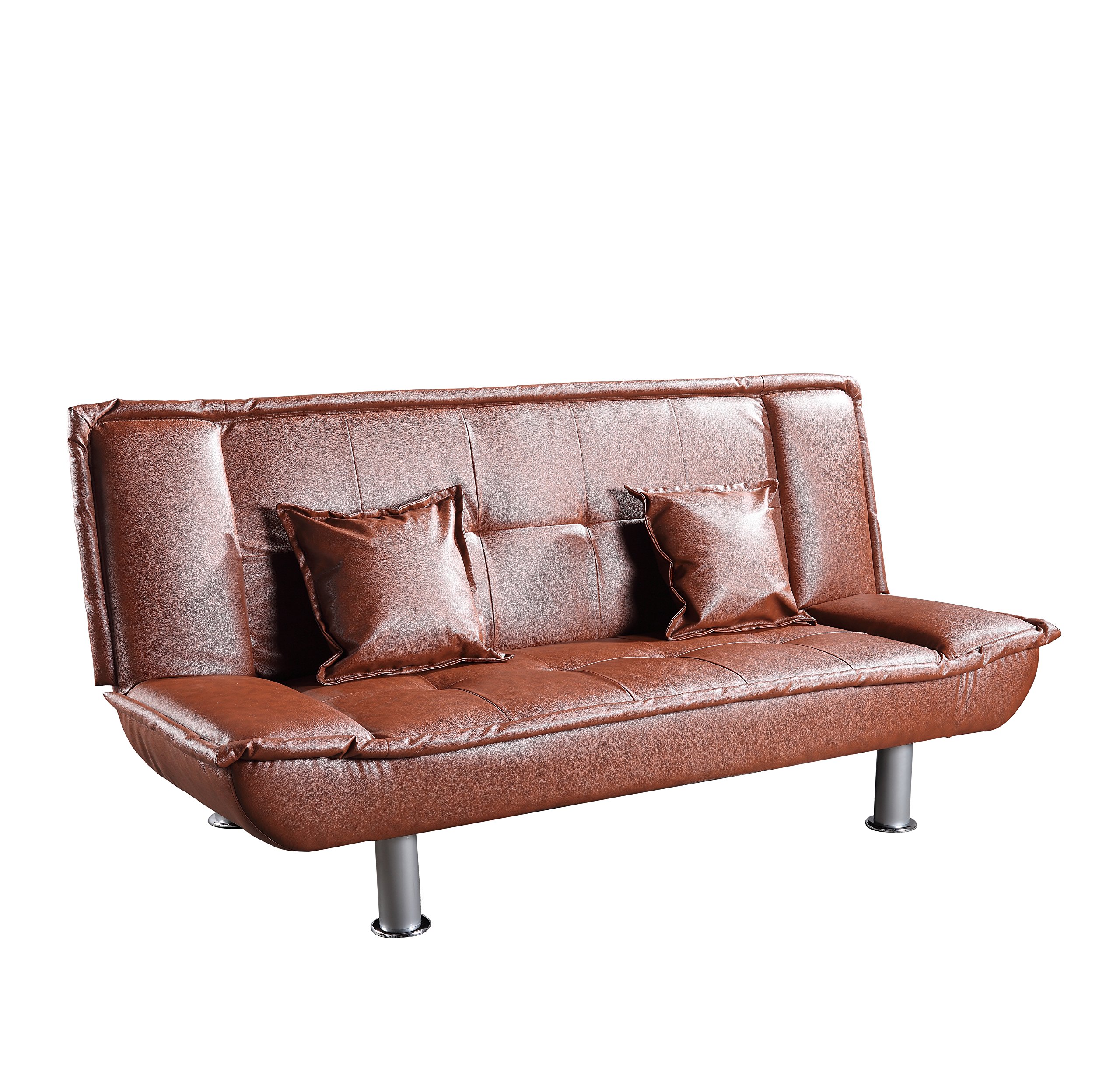Glory Furniture Lionel G133-S Convertible Sofa Bed in Brown - Perfect for Small Apartments, Guest Rooms & Home Offices