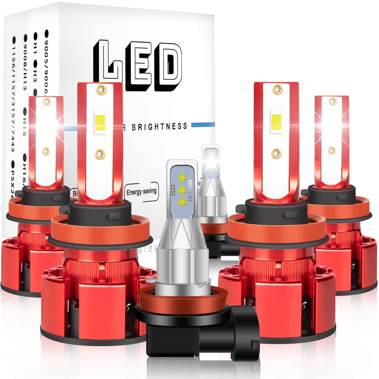 FZPJJNB LED Headlight Bulbs for Nissan Sentra 2013-2019 - 400% Brighter H9 High Beam & H11 Low Beam + H11 LED Fog Light Kit (6-Pack) - 6000K Cool White, Plug-n-Play with Cooling Fan - Perfect for Night Driving & Foggy Conditions