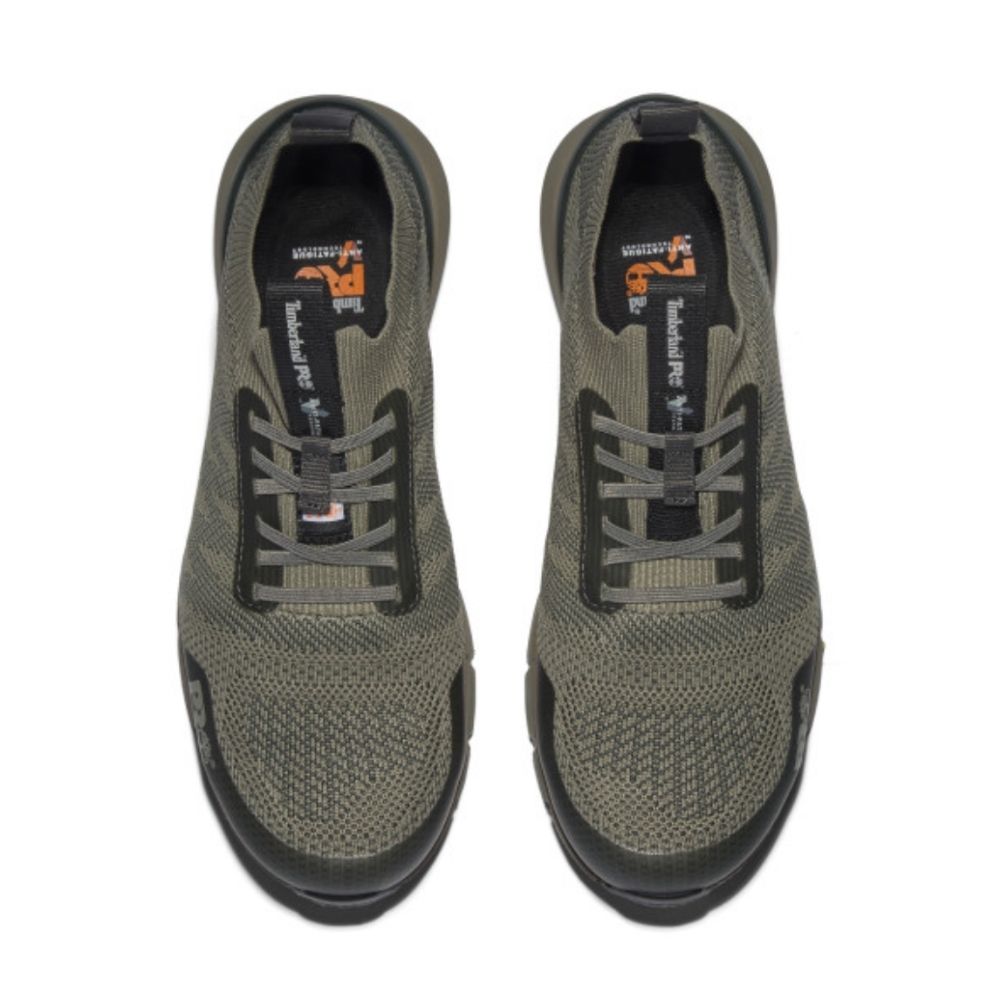Timberland PRO Radius Knit TB0A2NKK357 Men's Athletic Composite Toe Work Shoes - Green | Lightweight & Durable Safety Footwear for Construction, Warehouse & Outdoor Work