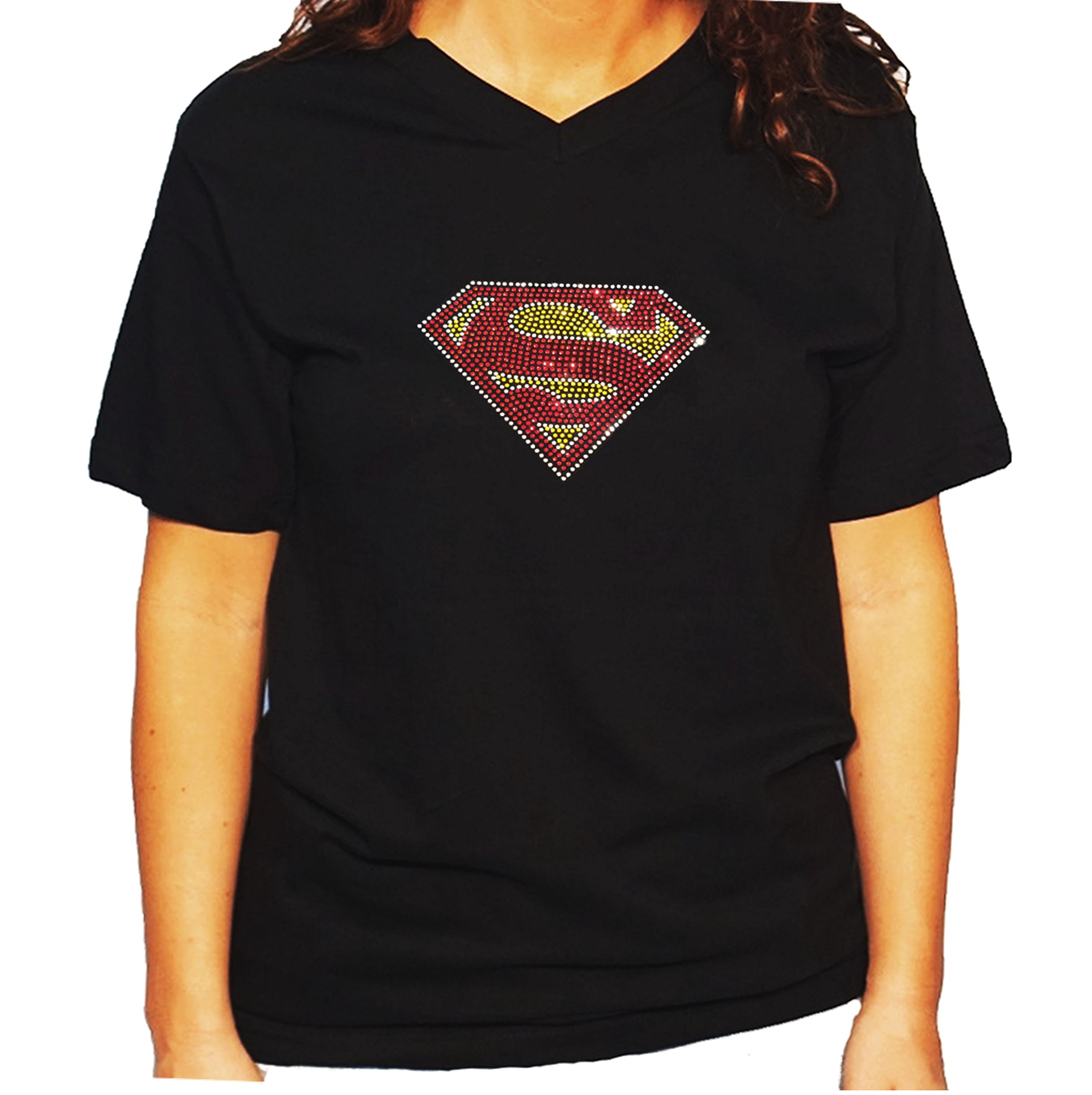 Sparkling Superman Rhinestone T-Shirt for Women & Unisex | Trendy Graphic Tee for Casual Wear, Cosplay & Superhero Fans