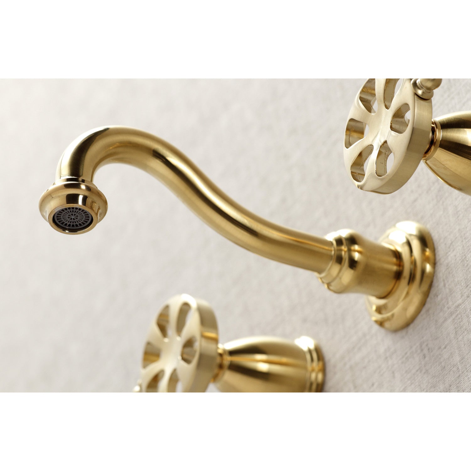 Belknap KS3027RX Brushed Brass Two Handle 3 Hole Wall Mount Roman Tub Faucet - Perfect for Bathroom Renovation & Luxury Spa Experience