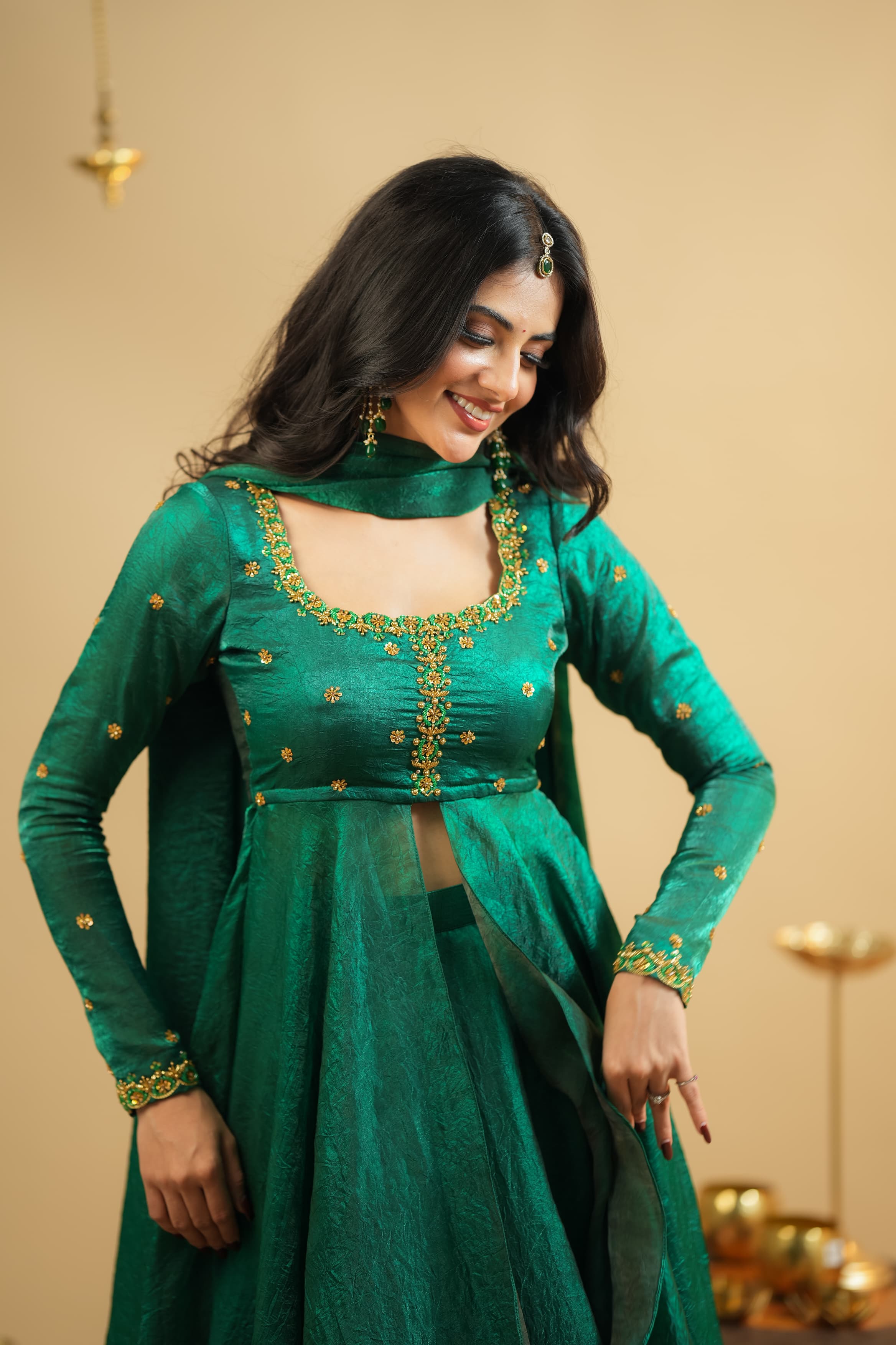 Akila Premium Designer Slit Anarkali Dress with Skirt - Elegant Indian Party Wear for Weddings & Festivals