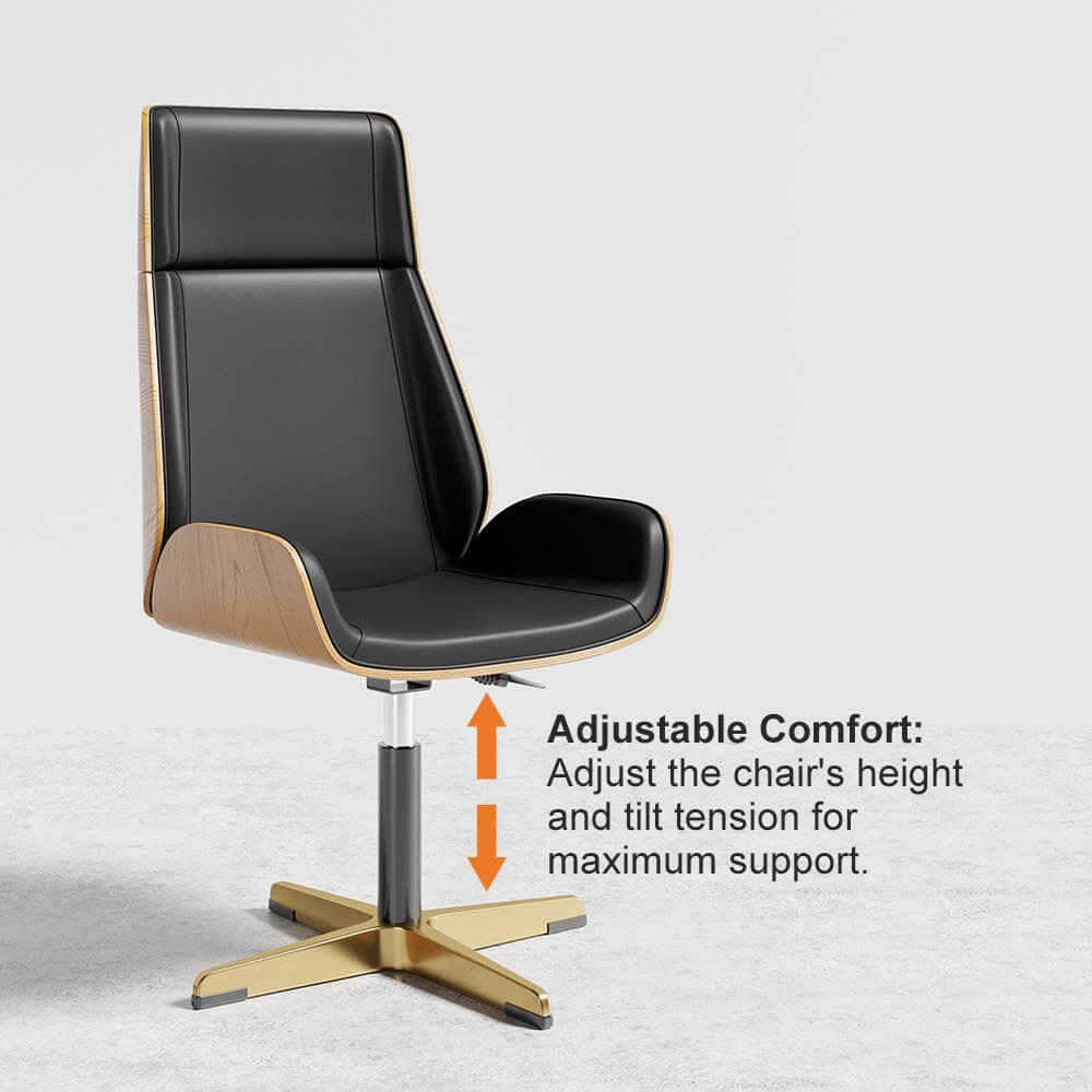Premium Leather Modern Home Office Chair - Ergonomic High Back Executive Desk Chair with Lumbar Support - Perfect for Working from Home, Gaming & Conference Rooms