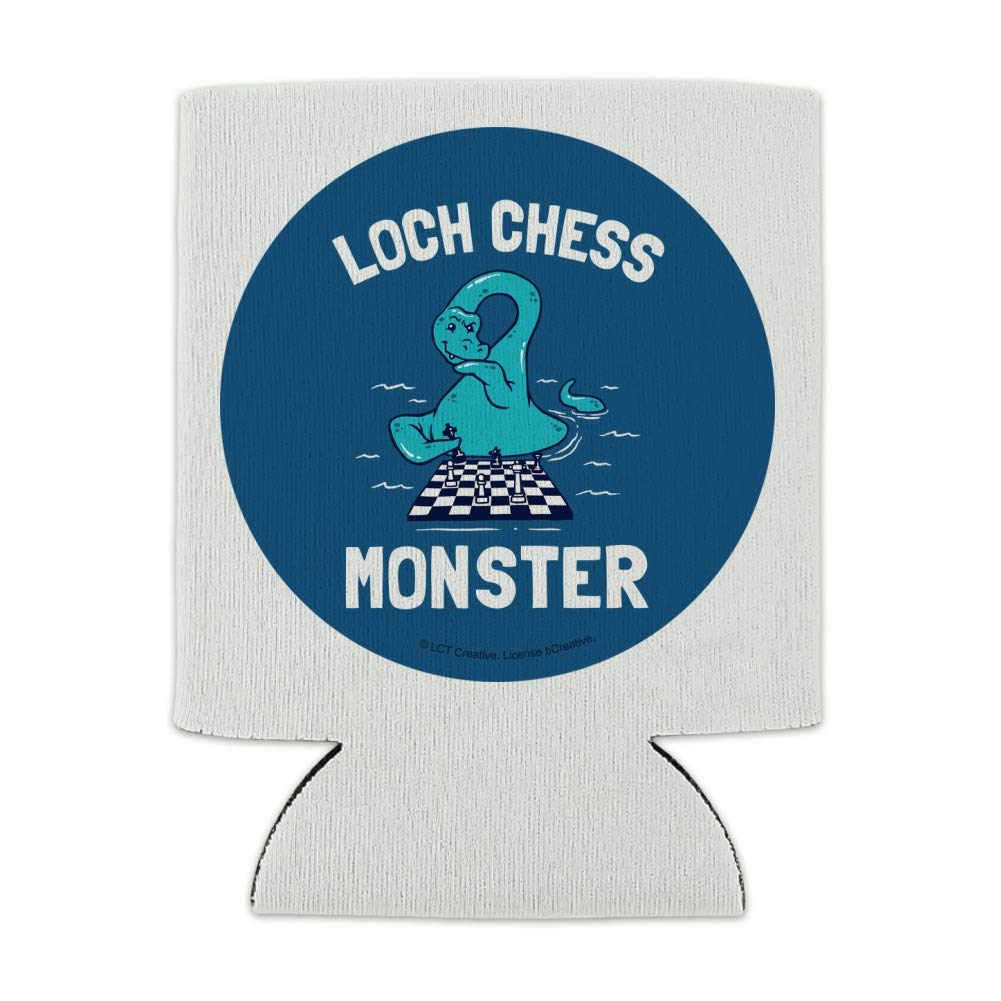Loch Ness Monster Funny Chess Can Cooler - Insulated Collapsible Drink Sleeve & Beverage Holder for Beer, Soda & Cans - Perfect for Parties, Picnics & Game Nights