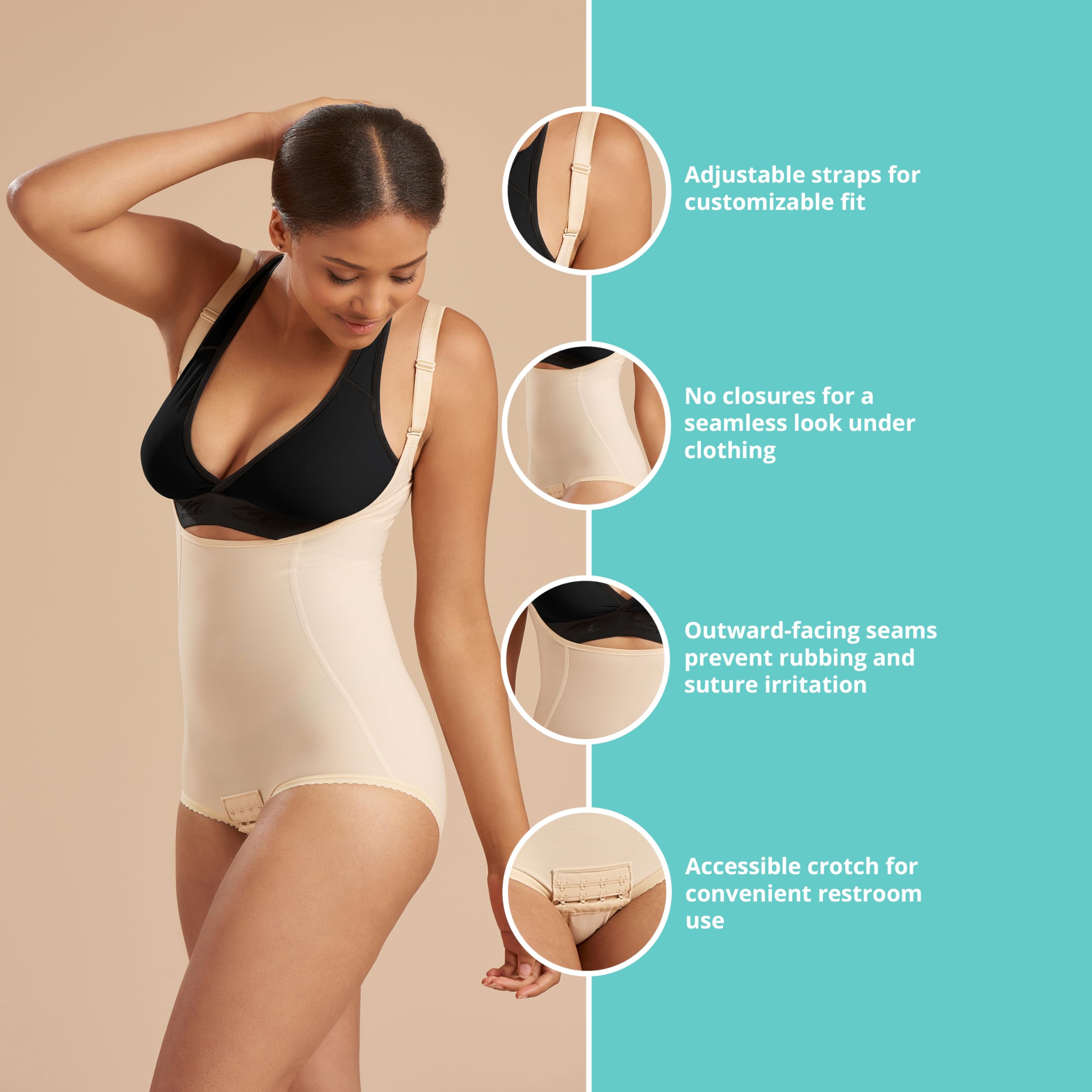 MARENA SFBHA2 Post-Surgical Shapewear for Women - High Back Support Girdle with No Closure, Bikini-Length | Ideal for Recovery After Surgery & Body Contouring