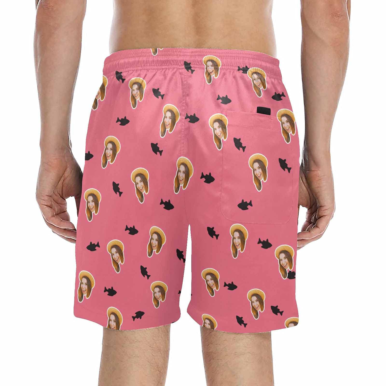 Custom Printed Men's Swim Shorts with Face Design - Personalized Beach Swimwear for Him - Funny Birthday Gift for Boyfriend/Husband - Perfect for Pool Parties, Beach Vacations & Summer Outings
