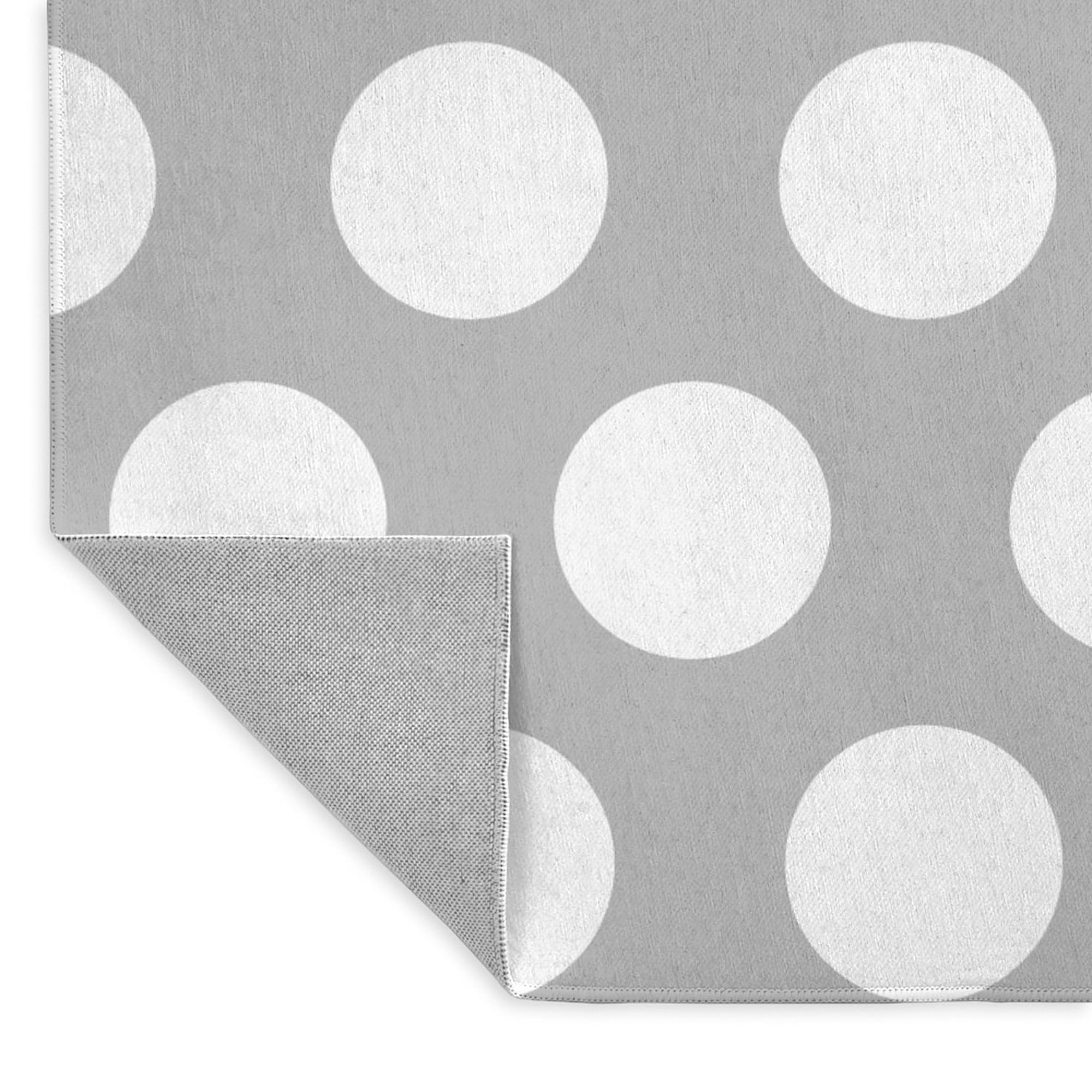 Grey Large Polka Dot 3'X5' Area Rug - Soft Fabric Throw Rug for Living Room, Bedroom & Office Decor | Non-Slip Floor Mat for Home Interior Design