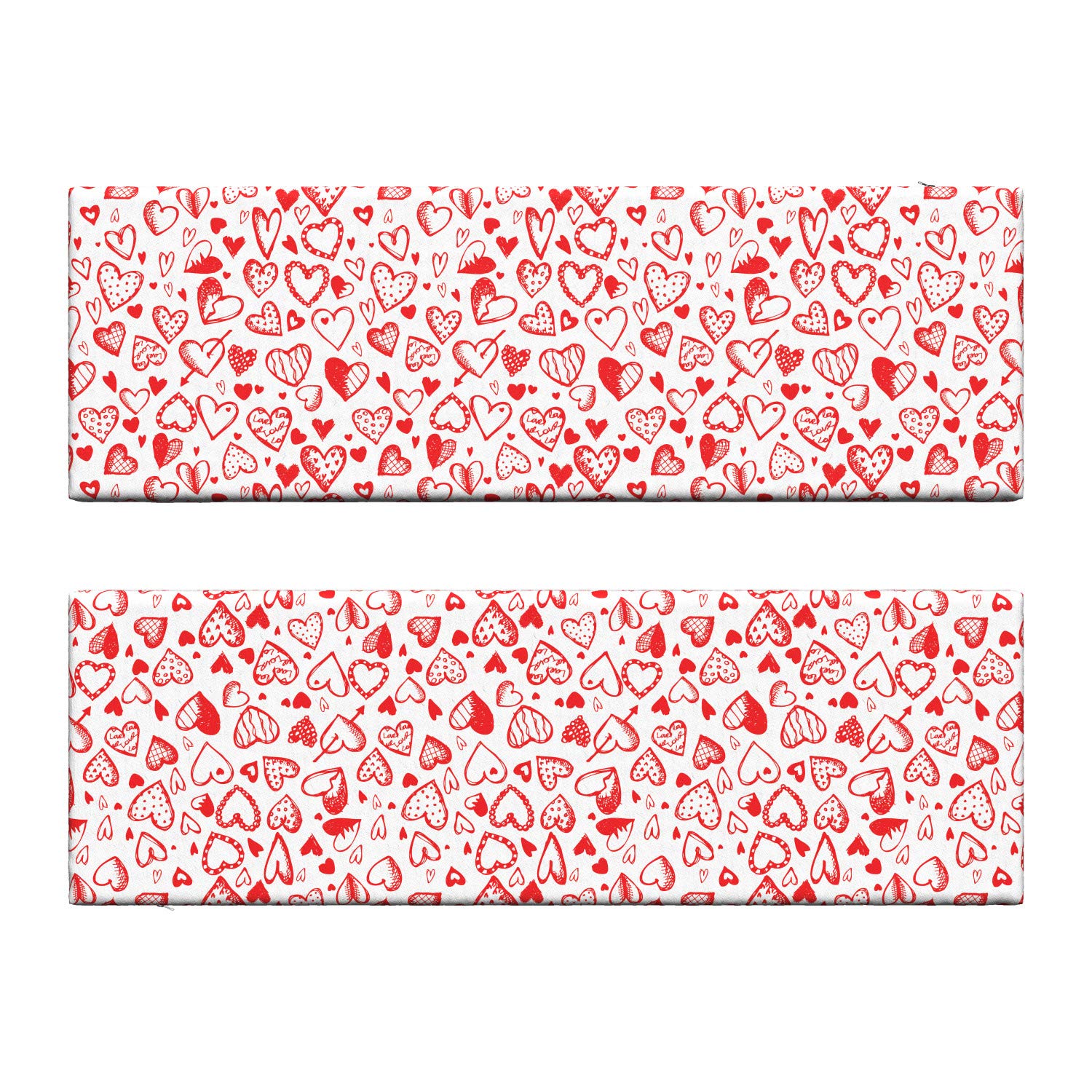 Ambesonne Valentine's Day Bench Cushion Set of 2 - Red & White Heart Pattern with Dots & Arrows - 45