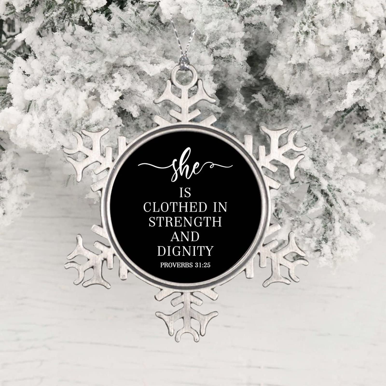 Snowflake Ornament - Christmas Metal Keepsake Gift for Tree & Winter Party Decor
