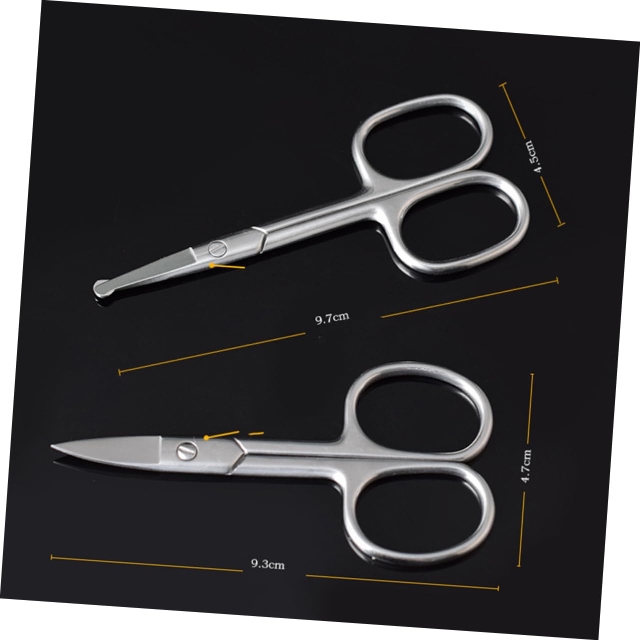 2 Pack Round Tip Makeup Scissors - Painless Nose & Ear Hair Trimmer, Brow Grooming & Hairdressing Shears - Black Craft Scissors for Precise Grooming & Styling at Home or Salon