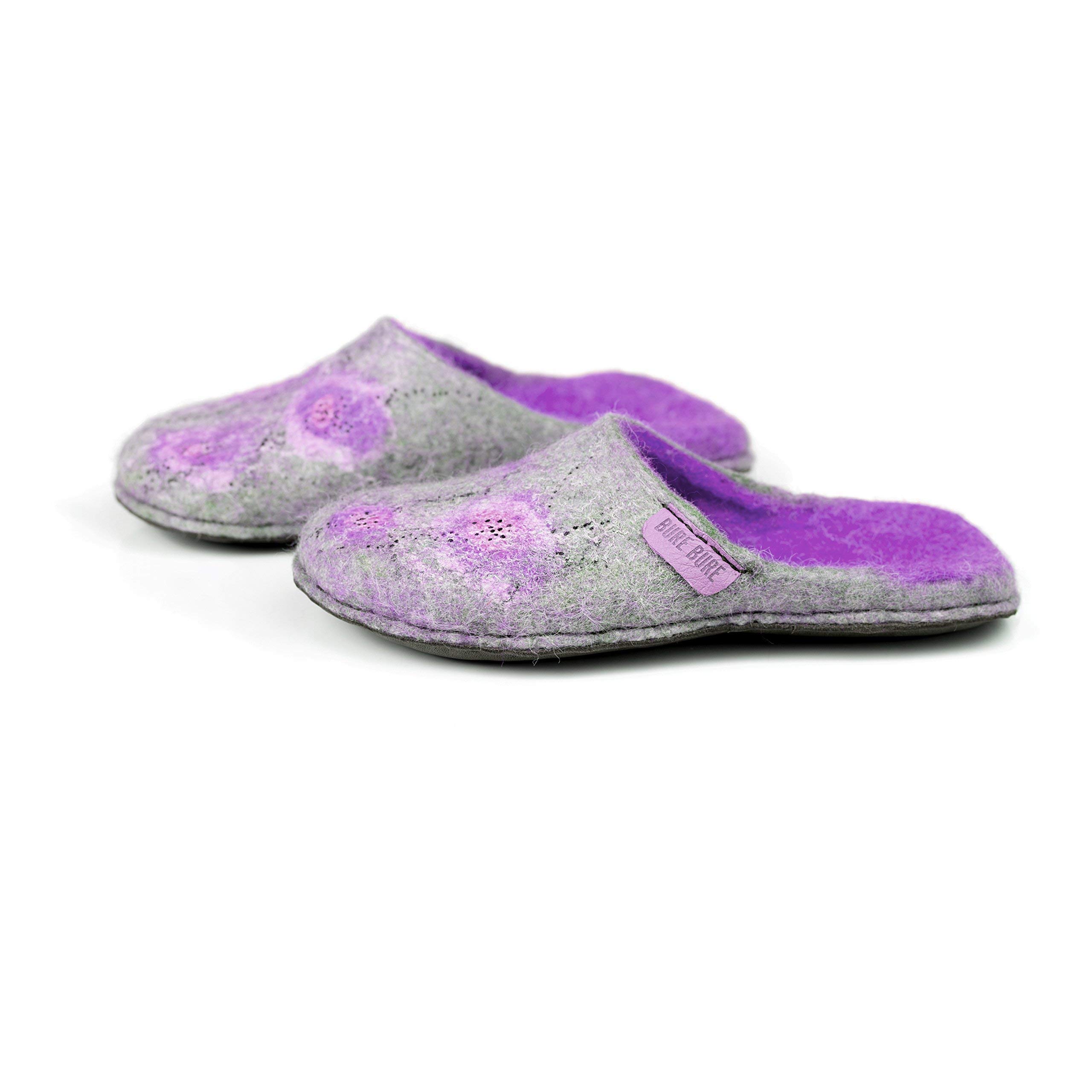Handmade Viola Wool Slip-On Slippers for Women - Cozy House Shoes for Winter, Indoor Comfort & Mothers Day Gift Ideas - Perfect for Relaxing at Home, Spa Days & Gift Giving