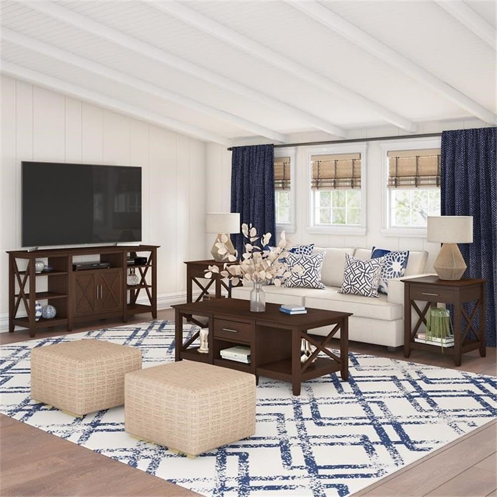 Bush Key West TV Stand with Coffee & End Tables - Bing Cherry for Living Room