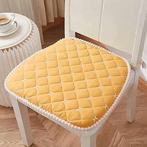 4 Pack Lace Dining Chair Cushions - Detachable Yellow Kitchen Chair Seat Covers for Comfort & Style | Perfect for Dining Rooms, Breakfast Nooks & Home Decor