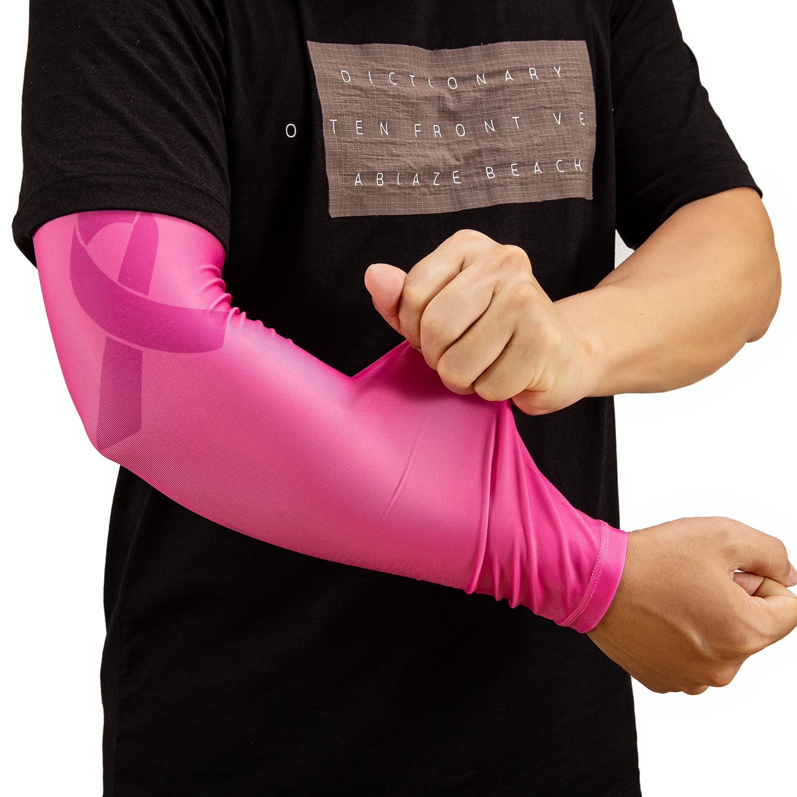 Yxmeiguo Sports Compression Arm Sleeves for Men & Women - Pair of Pink Arm Sleeves for Baseball, Football, Basketball, Cycling & Workout - Improve Performance & Recovery