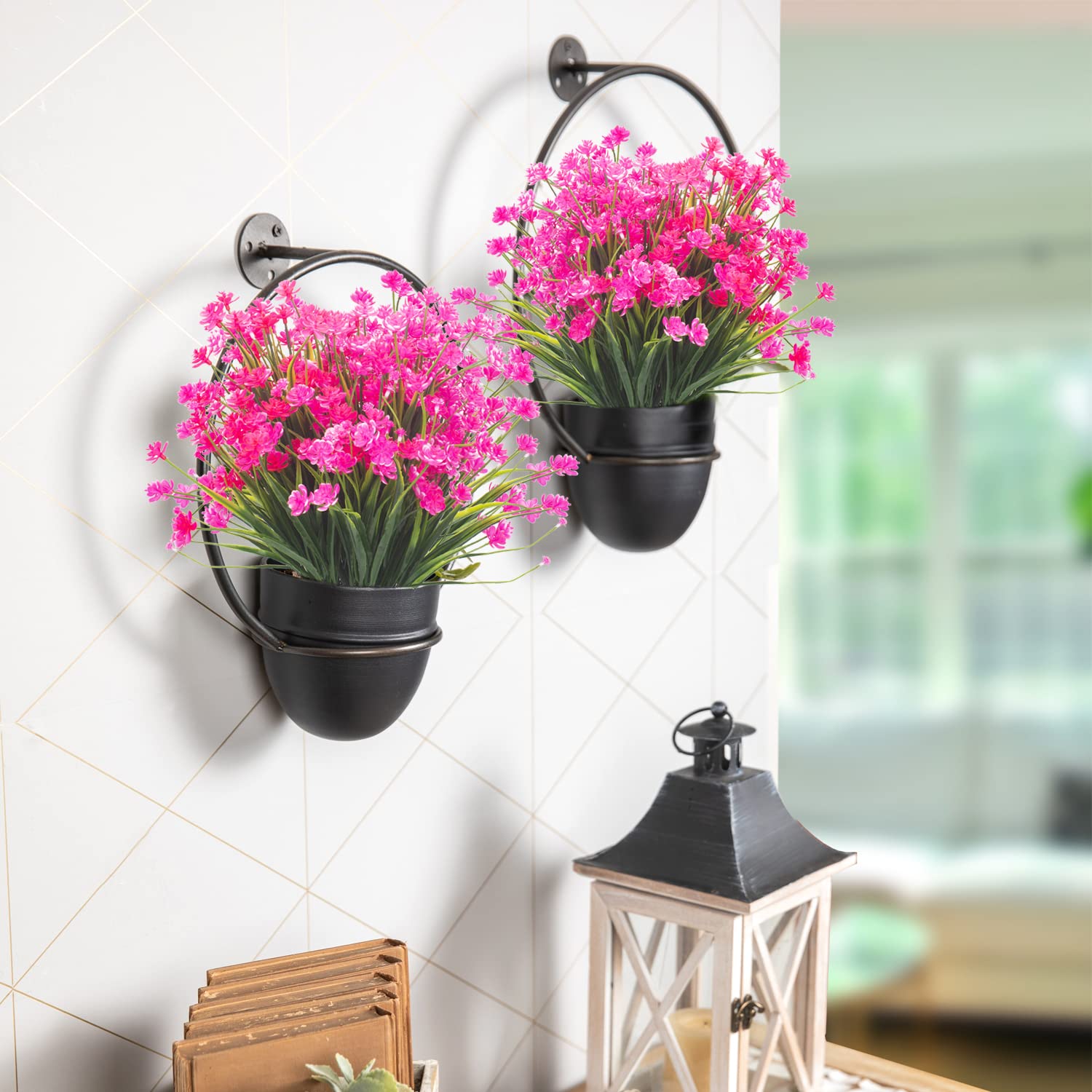 8 Bundles Artificial Daffodil Flowers for Outdoor Decor - Pink Silk Daffodils for Garden, Yard, Wedding & Home Decoration