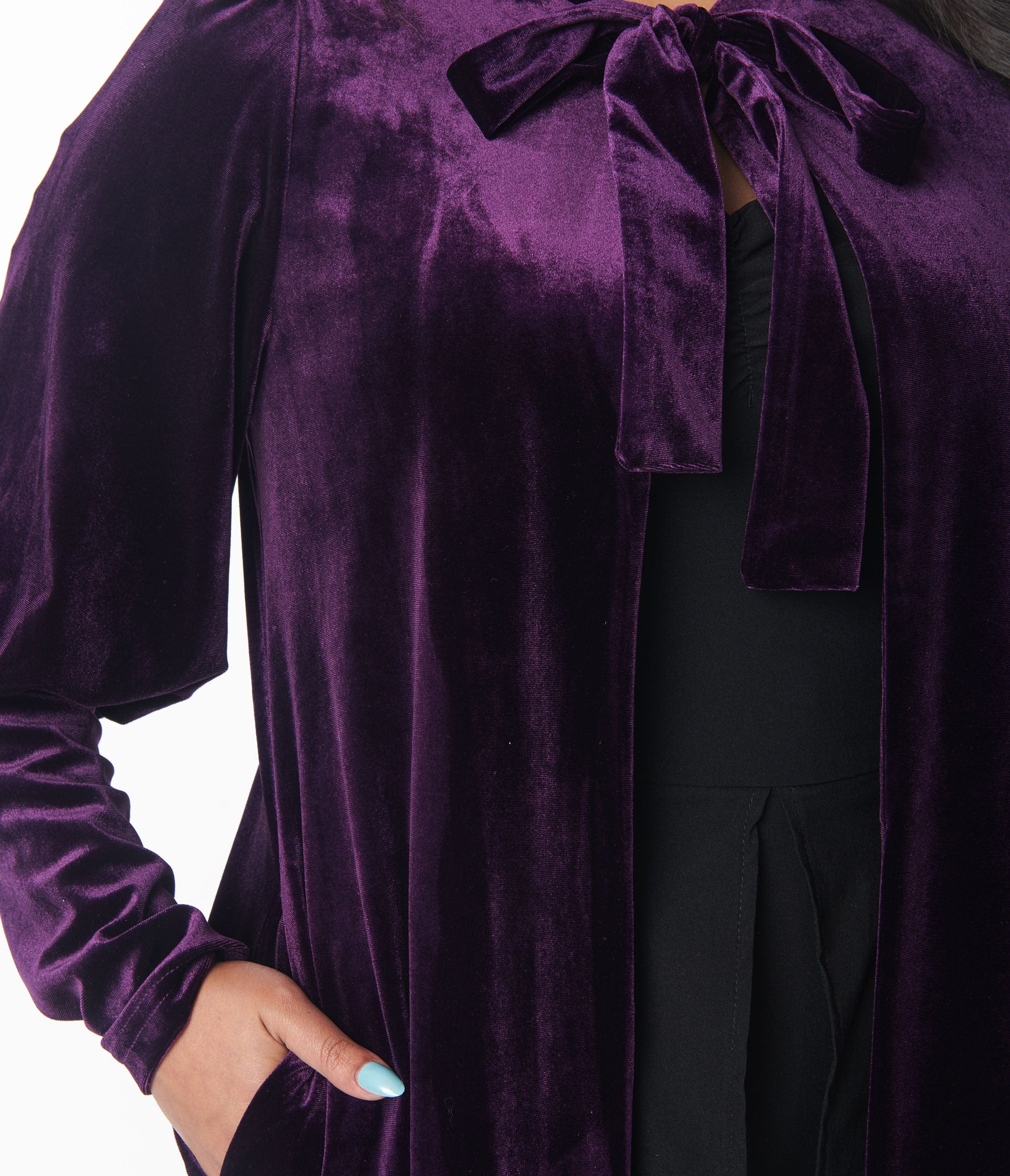 Elegant Purple Velvet Leota Duster Coat for Women - Soft & Luxurious Long Cardigan - Perfect for Evening Parties, Date Nights & Special Occasions