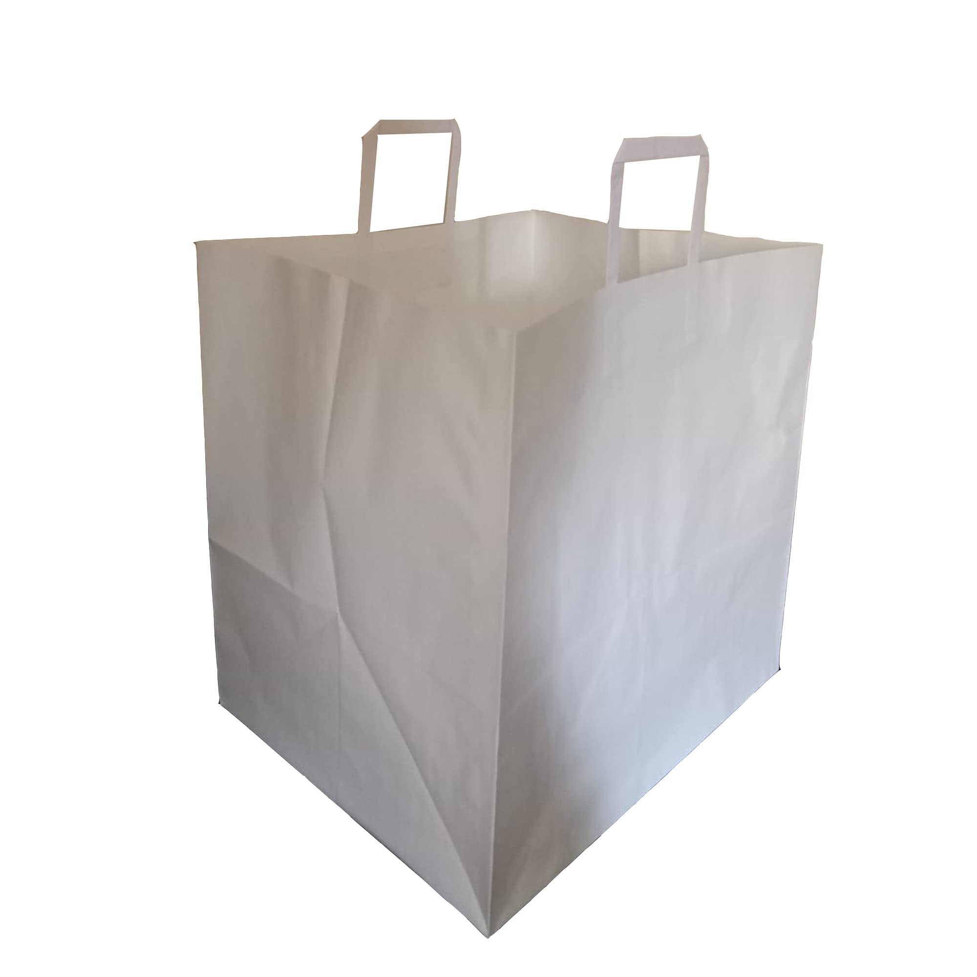 Mainetti Bags 91978 Flat Maxi White Craft Paper Shopping Bags - 36 x 30 x 36 cm (150 Count) - Eco-Friendly Retail Packaging for Boutiques, Gift Shops & Events
