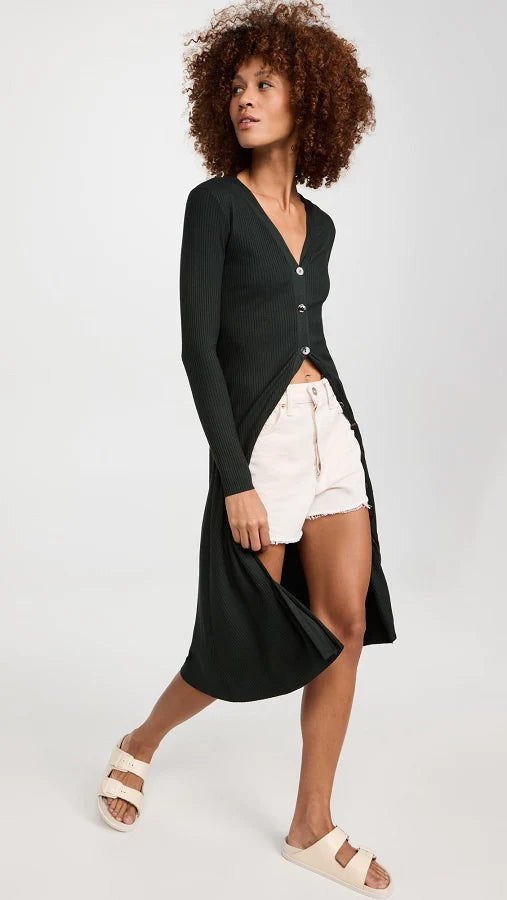 Coste Flare Cardigan Dress in Dark Cedar - Stylish & Comfortable Knitwear for Women | Perfect for Casual Outings, Office Wear & Layering