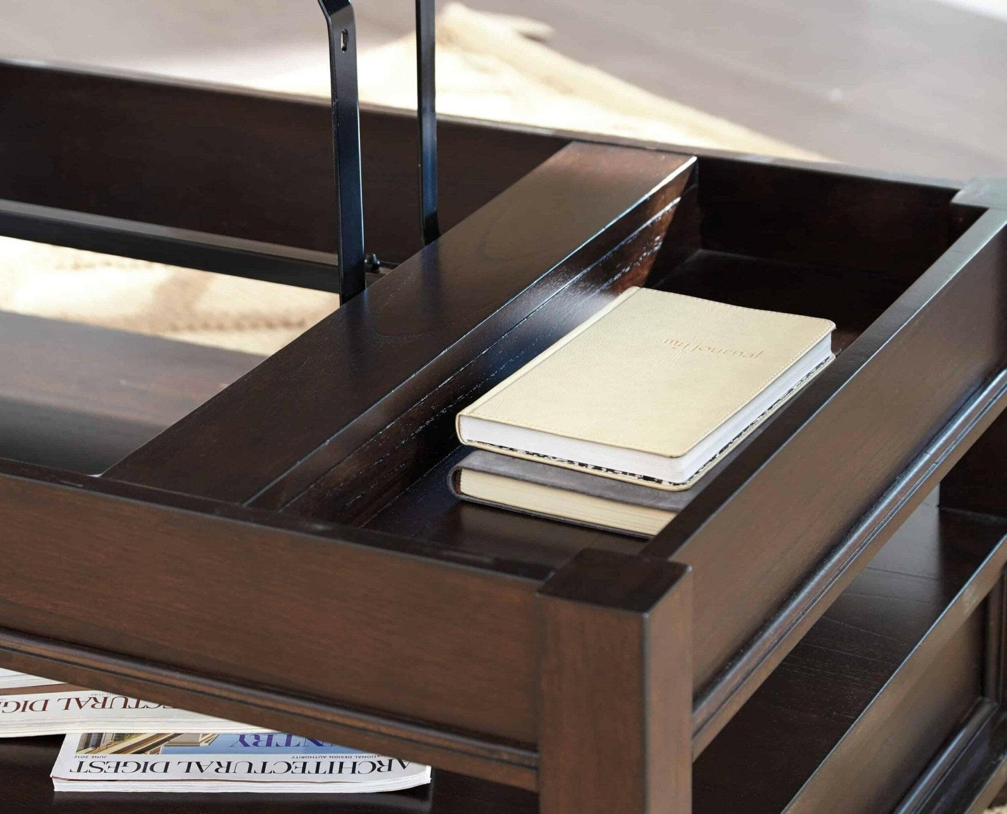Barilanni Lift Top Coffee Table T9349 - Modern Lift-Top Design with Storage for Living Room, Home Office & Small Spaces - Perfect for Remote Work, Entertaining & Organization