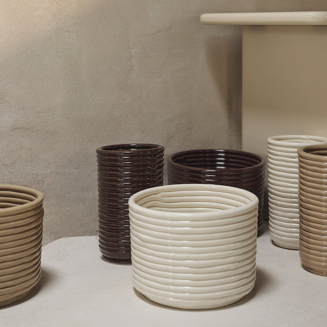Ferm Living Kurinu Corduroy Vase - Textured Home Decor for Modern Living Rooms, Bedrooms & Office Spaces
