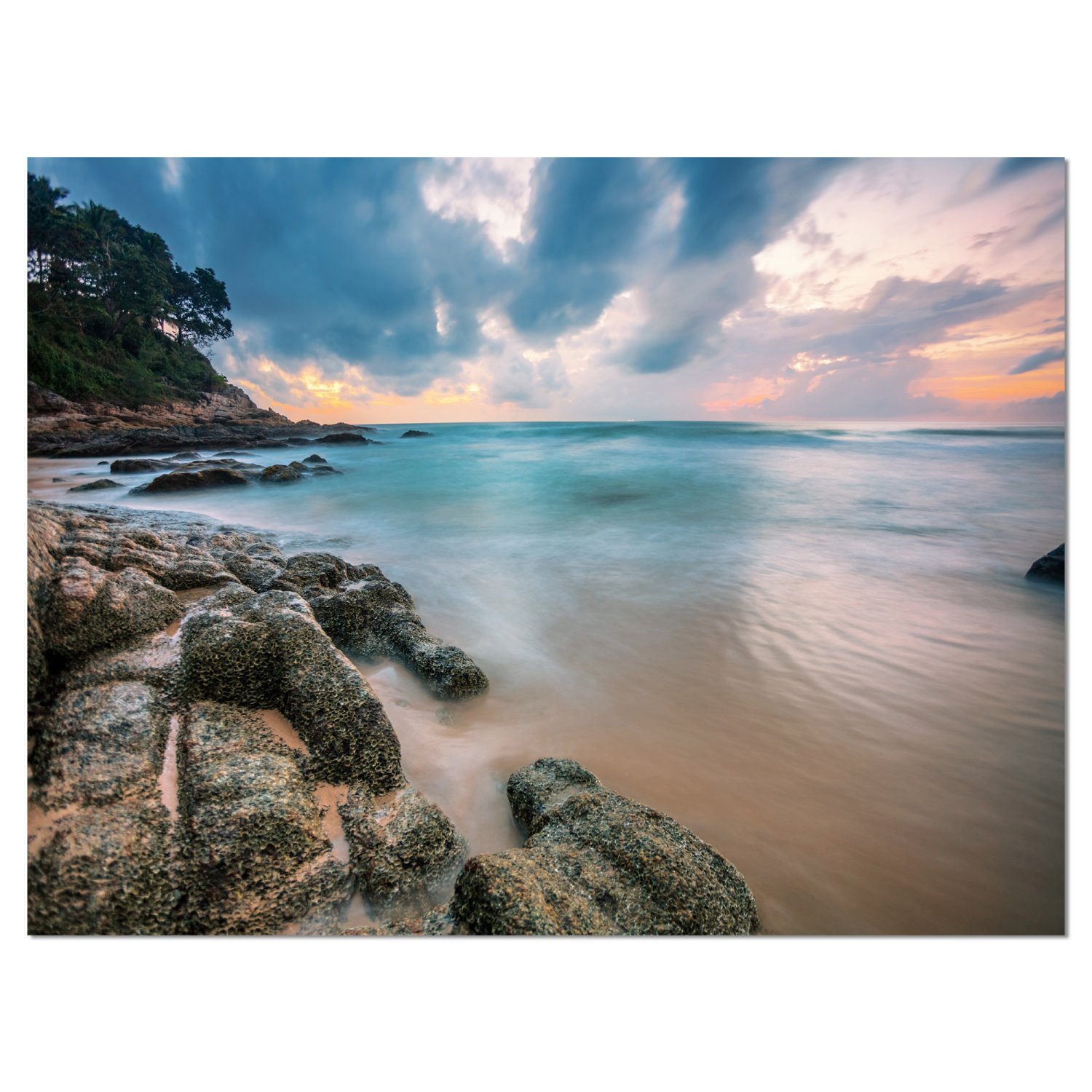 Extra Large Tropical Sunset Beach Seascape Canvas Wall Art - Stunning Ocean View Painting for Living Room, Bedroom & Office Decor