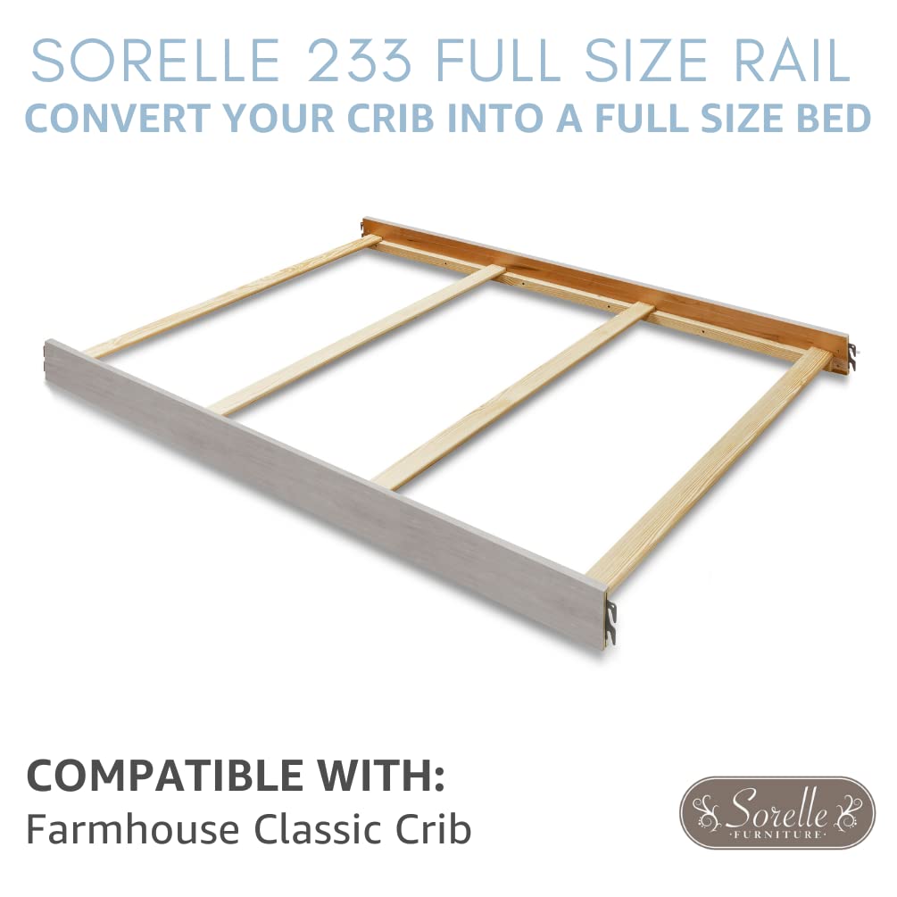 Sorelle Furniture Toddler to Full-Size Bed Conversion Kit with Adult Safety Rails - Solid Wood Crib Transition System in Weathered White (#233) | Perfect for Nursery Upgrade & Child Room Safety