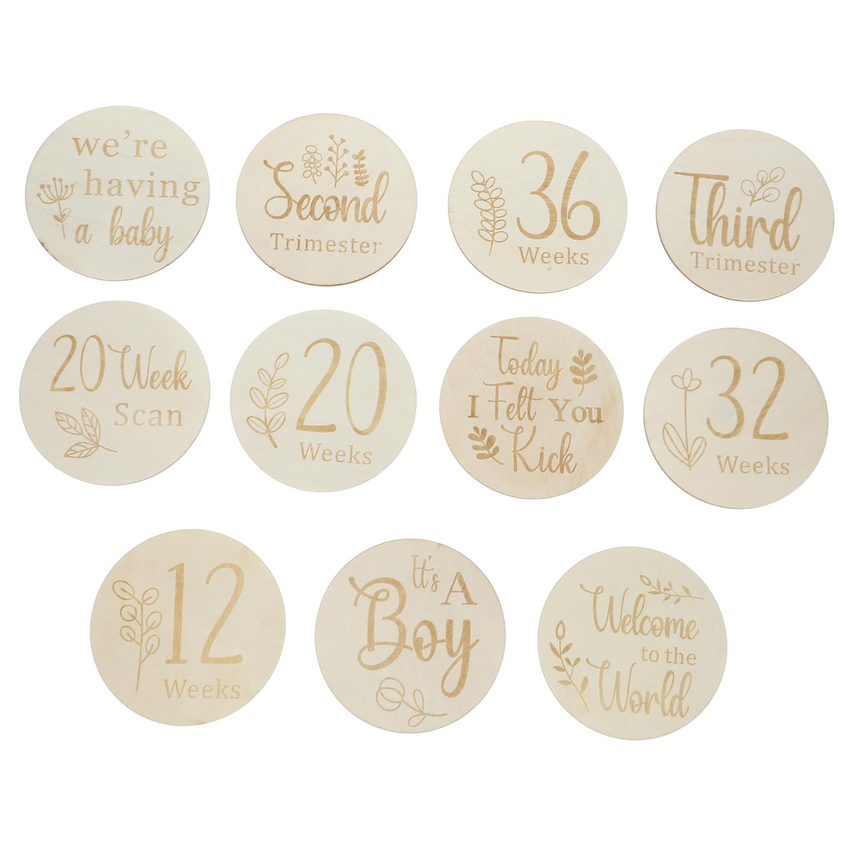 BIUDECO 11-Piece Pregnancy Milestone Markers - Double-Sided Wooden Weekly Baby Bump Cards for Expecting Mothers | Perfect for Maternity Photos, Baby Showers & Pregnancy Journals