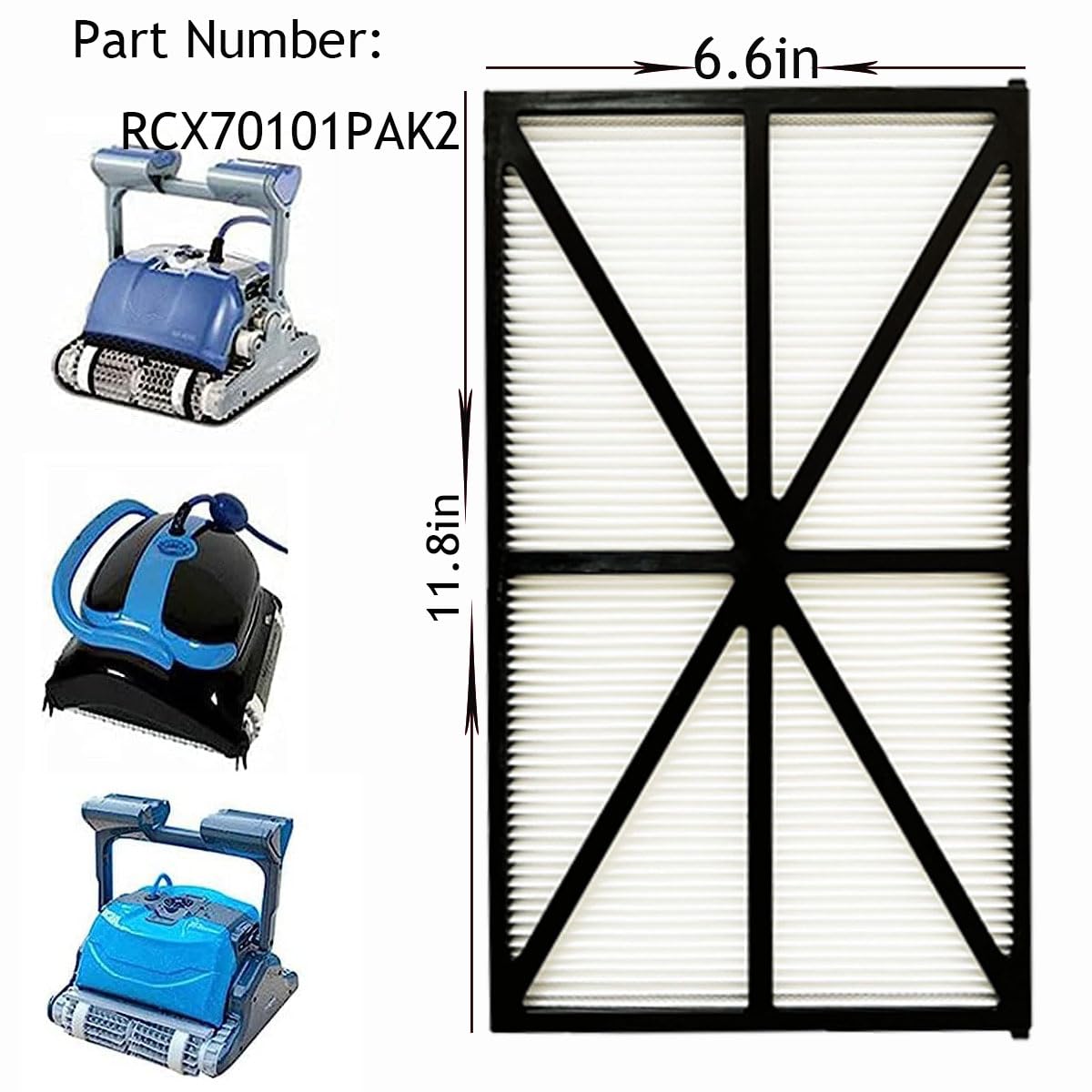 4 Pack Hayward Sharkvac RCX70101PAK2 Replacement Pool Filter Cartridges - Compatible with Hayward Robotic Pool Cleaners AquaVac, TigerShark, SharkVac - Ideal for In-Ground Pool Maintenance & Cleaning