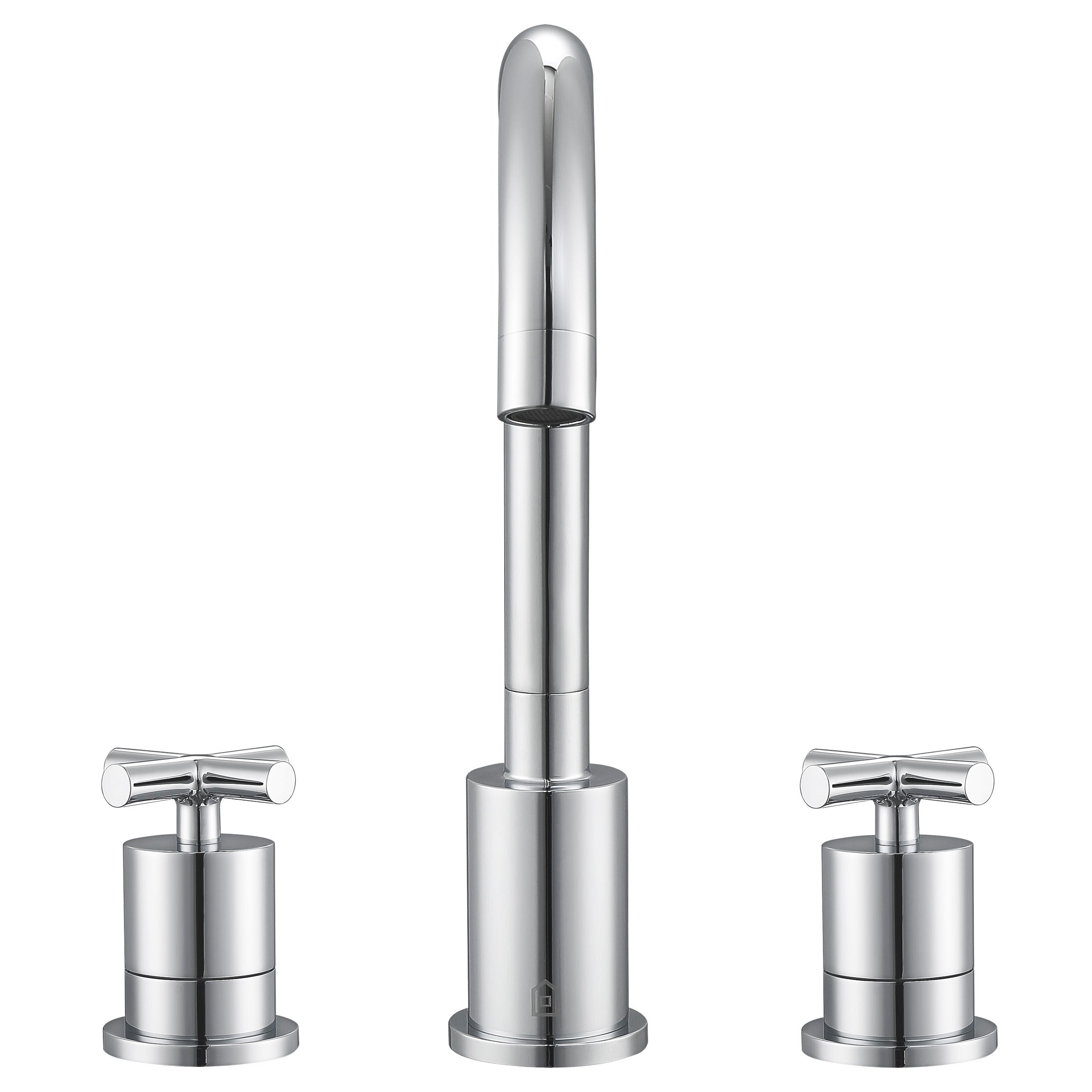 Ancona Ava Series Widespread Cross Handle Chrome Bathroom Faucet - Perfect for Modern Vanities and Luxury Bathroom Renovations