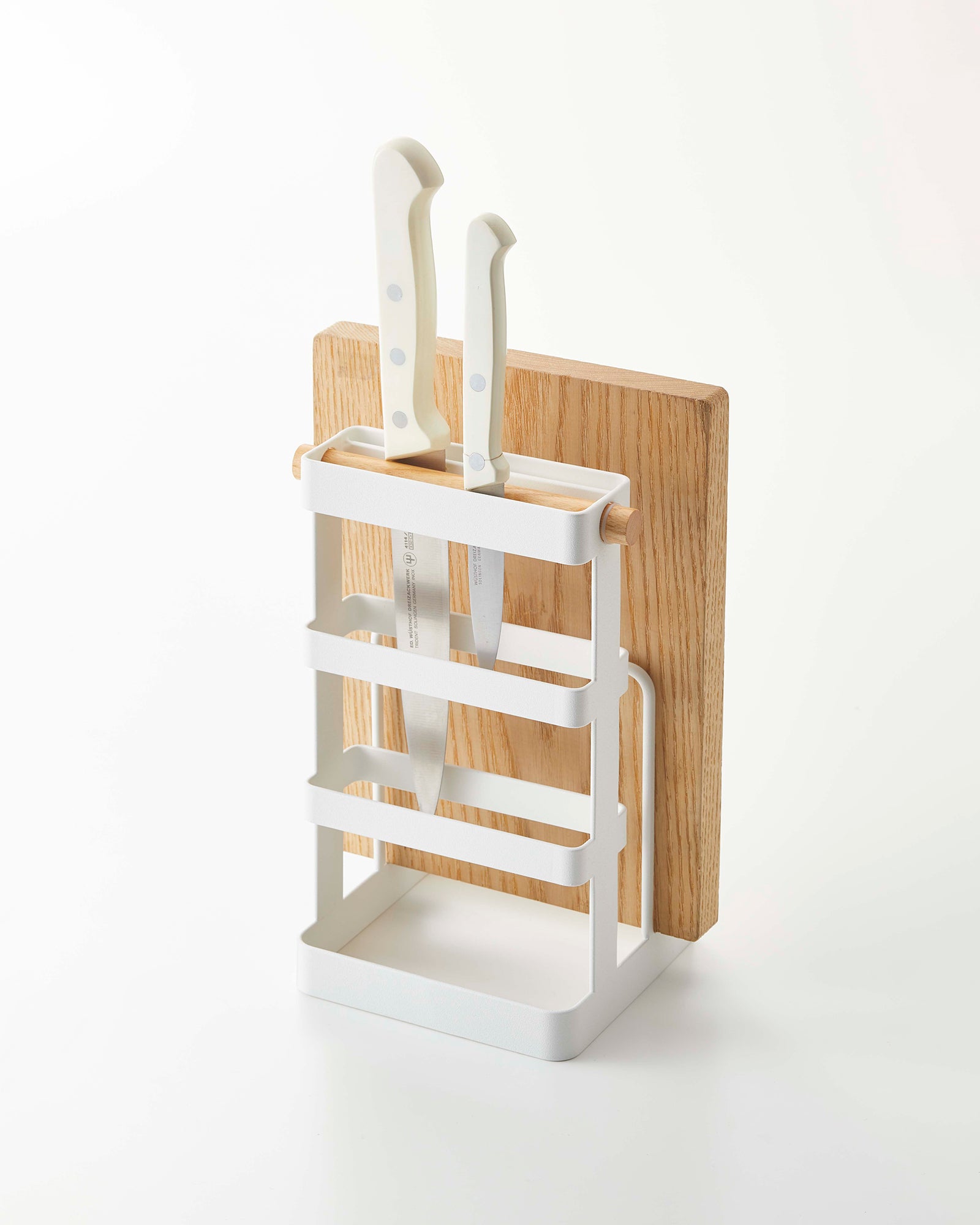 Premium Steel & Wood Knife and Cutting Board Stand - Durable Kitchen Organizer for Chefs & Home Cooks - Perfect for Countertop Storage & Easy Access While Cooking