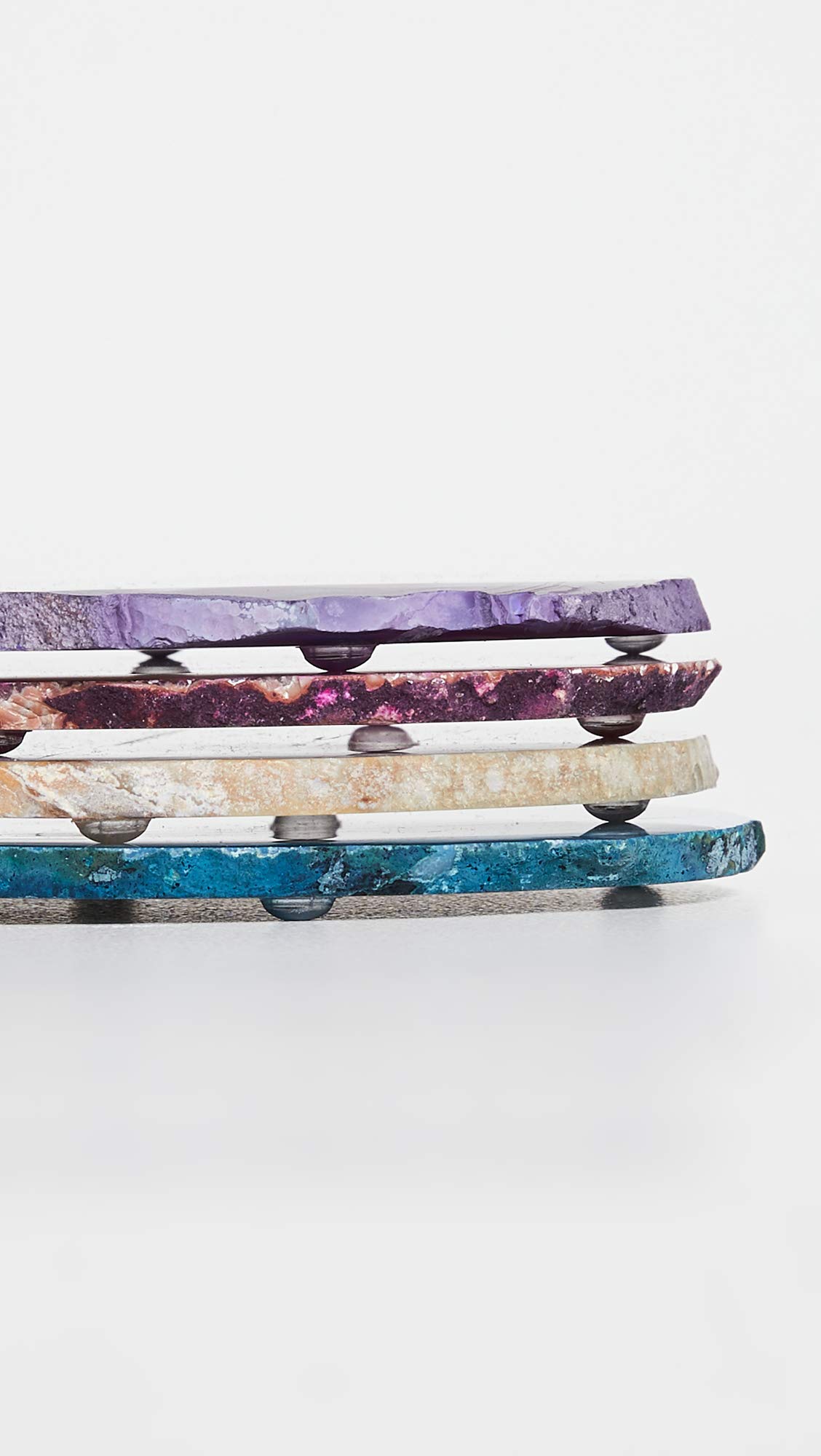 ANNA by RabLabs - Premium Mixed Stone Coasters Set of 4, Natural Stone Drink Coasters for Coffee Table, Bar, Dining Table - Perfect for Home Decor, Housewarming Gifts & Rustic Kitchen Accessories