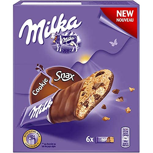 Milka Chocolate Chip Cookie Snax - Milk Chocolate Covered Cookies - 5.82oz (165g) - German Import - Perfect for Snacking, Gifts & Office Treats