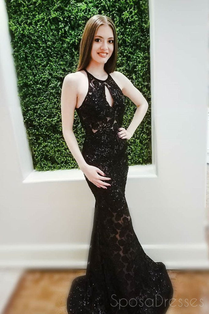 Elegant Black Lace Halter Mermaid Prom Dress - Custom Long Evening Gown for Women | Perfect for Formal Dances, Weddings & Special Occasions