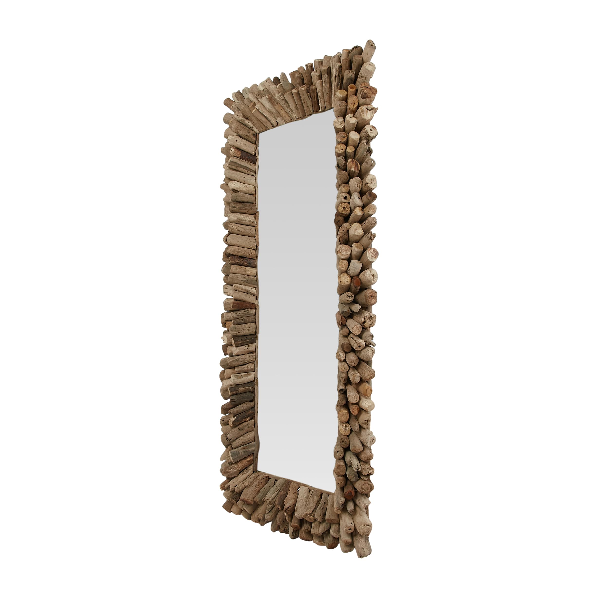Creative Co-Op Large Rectangle Driftwood Framed Mirror - Rustic Wall Decor for Living Room, Bedroom & Bathroom - Natural Wood Accent Piece for Home Decor