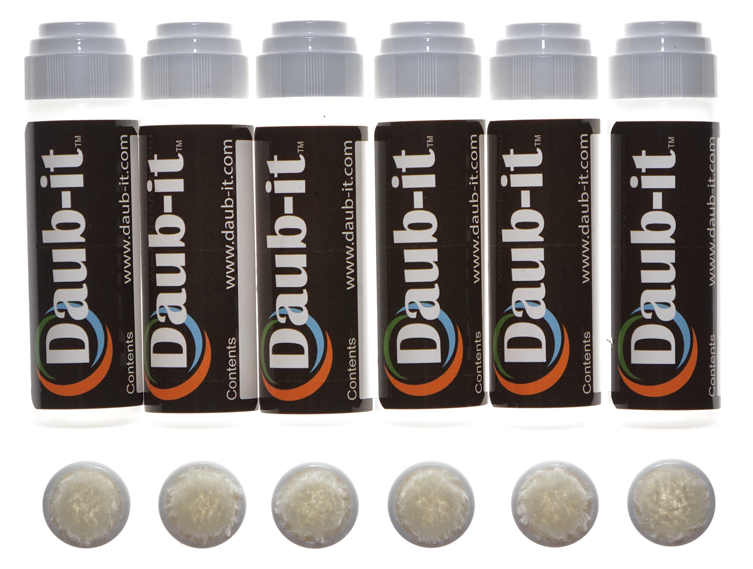 Daub-it Empty Bottles with Applicators - 1 oz Mohair Dauber Bottles (6 Pack) - Perfect for Nail Polish, Essential Oils & Craft Glue Application
