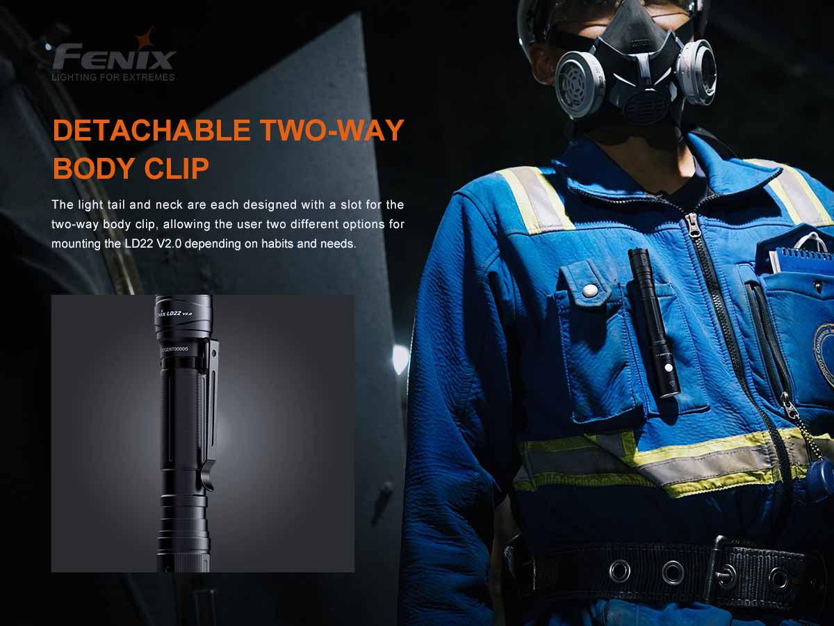 Fenix LD22 V2.0 Tactical Flashlight - 300 Lumens, Waterproof LED Torch for Camping, Hiking, Emergency & Outdoor Adventures