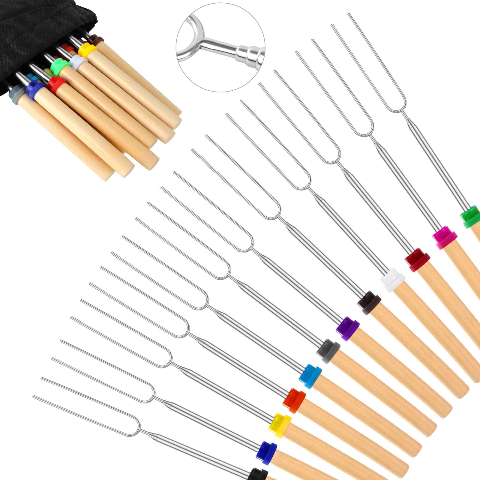 12-Pack Telescopic Marshmallow Roasting Sticks - 32