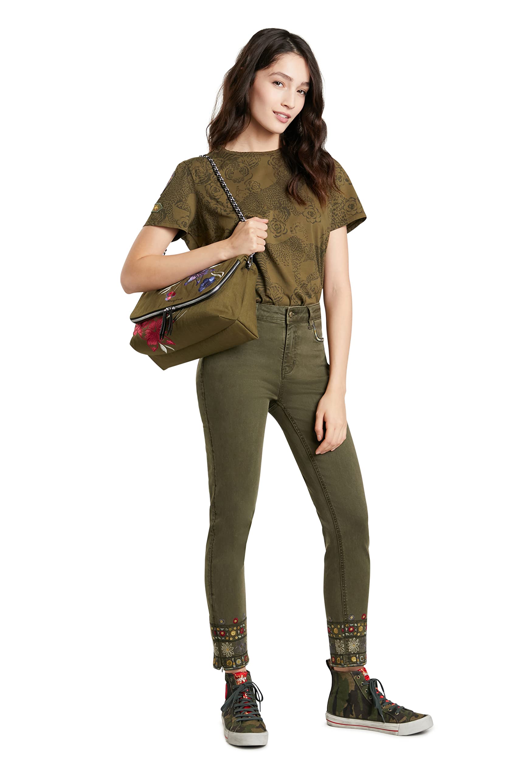 Desigual Women's Non Denim Ankle Pants - Stylish Stretch Casual Trousers for Women | Perfect for Work, Travel & Everyday Wear