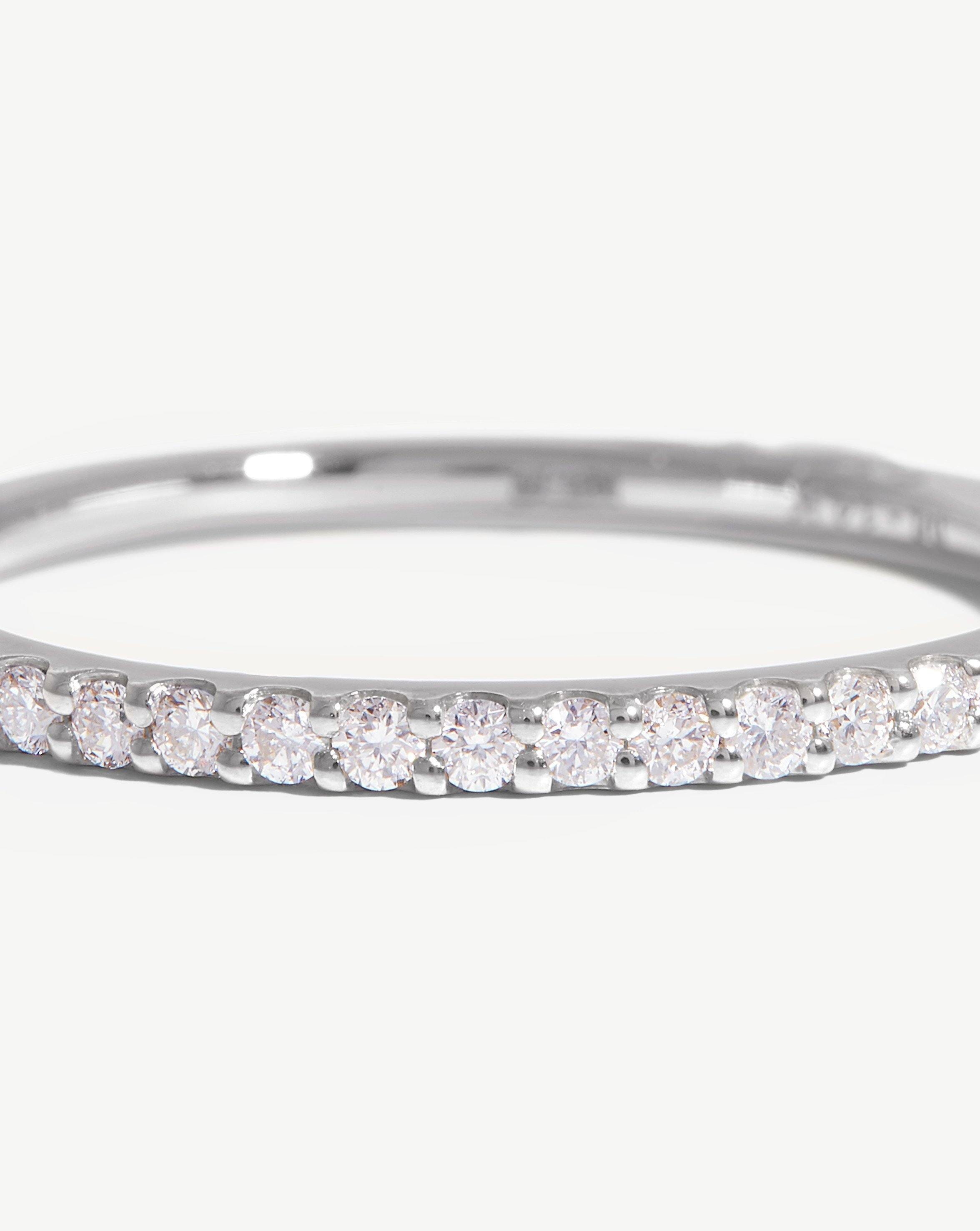14K White Gold Diamond Eternity Band Ring for Women - Dainty & Elegant Wedding, Anniversary, or Promise Ring - Perfect for Everyday Wear & Special Occasions