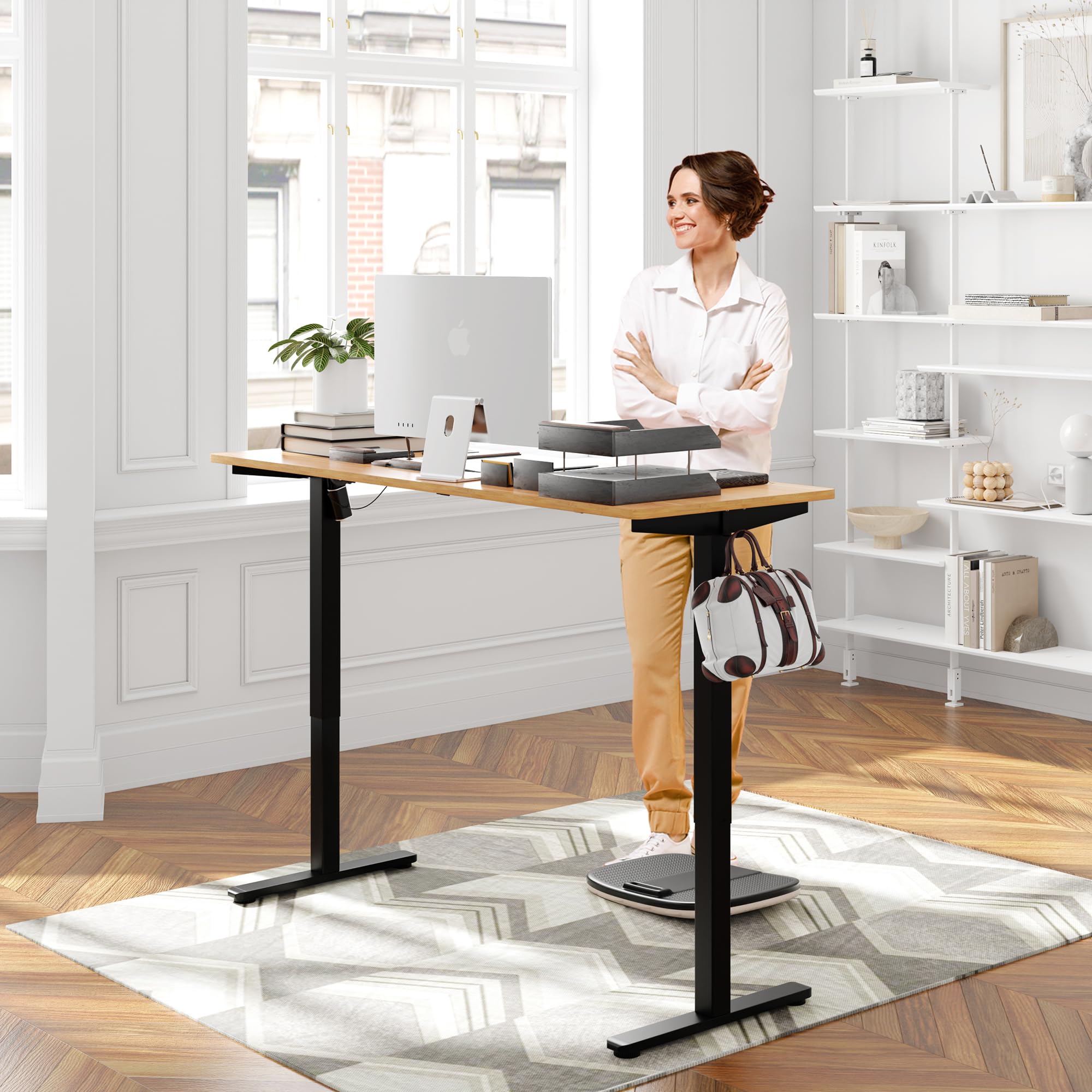 Meilocar Electric Standing Desk - Height Adjustable Sit Stand Computer Desk with Memory Controller, 63