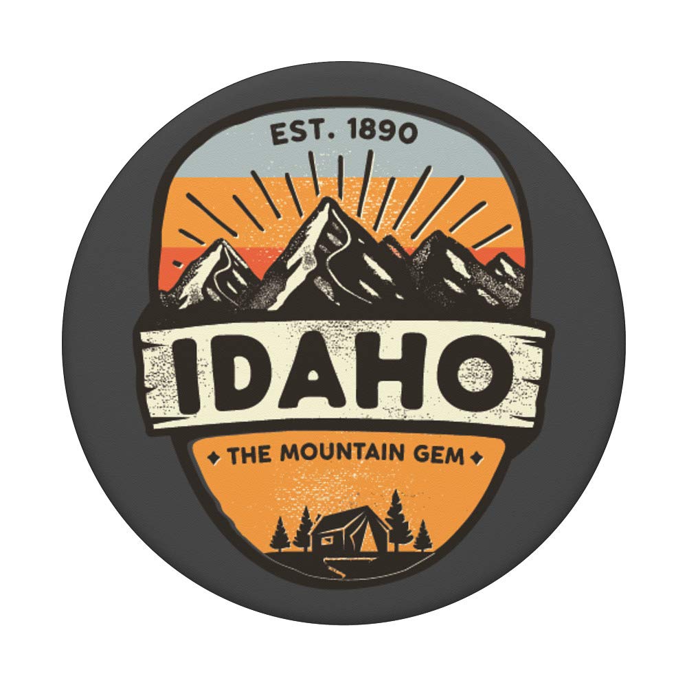 Idaho The Mountain Gem State Vintage Retro Badge Design PopSockets - Phone Grip & Stand for iPhone, Samsung, Tablets - Perfect for Hiking, Travel & Daily Use