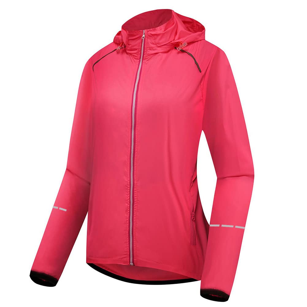 Max Storm Women's Reflective Waterproof Windbreaker Jacket - UV Protection, Lightweight & Breathable for Cycling, Running, and Outdoor Activities