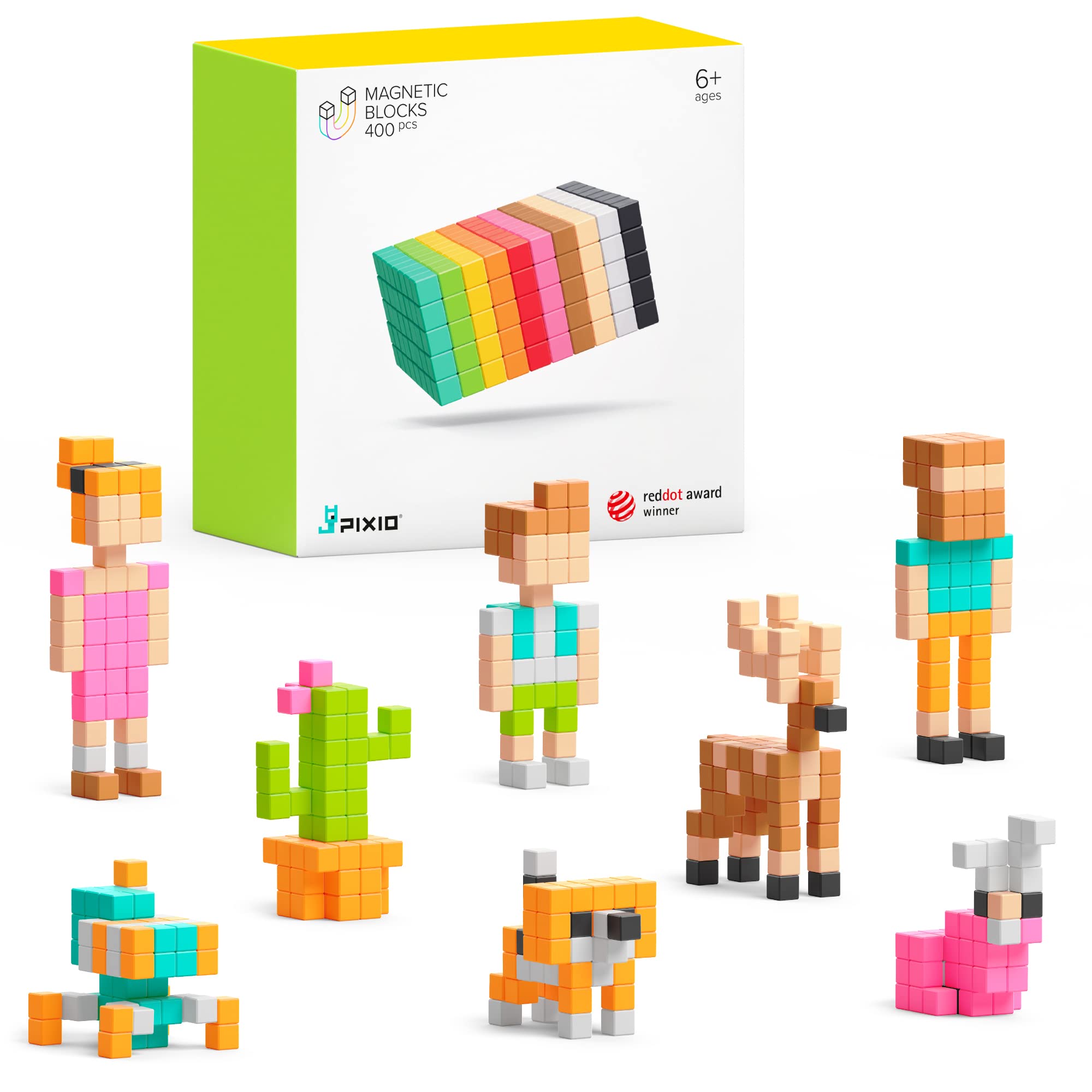 PIXIO 400-Piece Magnetic Building Blocks Set for Kids & Adults - STEM Educational Construction Toy with Magnetic Cubes - Creative Open-Ended Building Kit for Boys, Girls & Families - Perfect for Home, School & Office Play