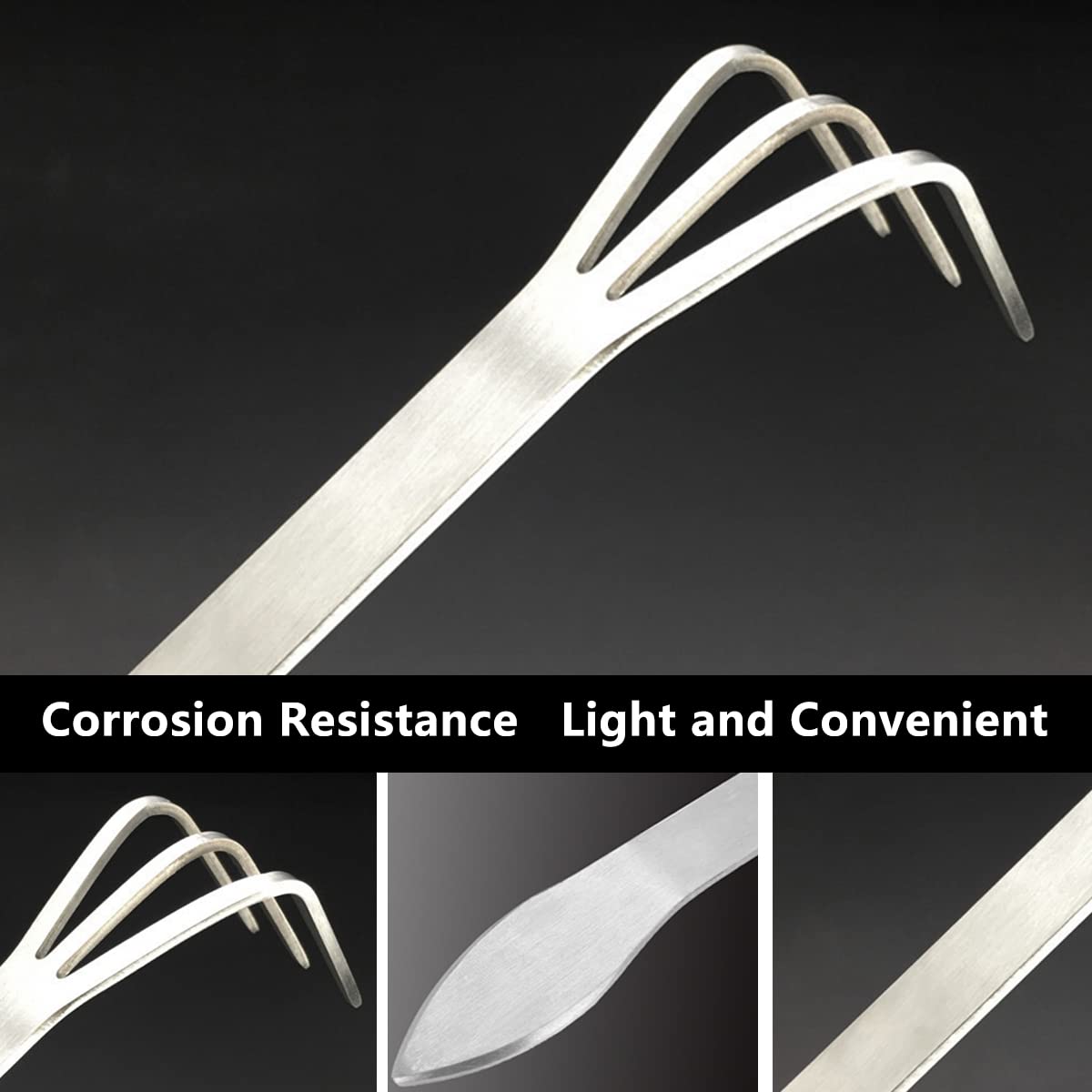 Stainless Steel Root Rake - 3 Prong Garden Tool for Bonsai & Plants - Perfect for Soil Loosening & Gardening