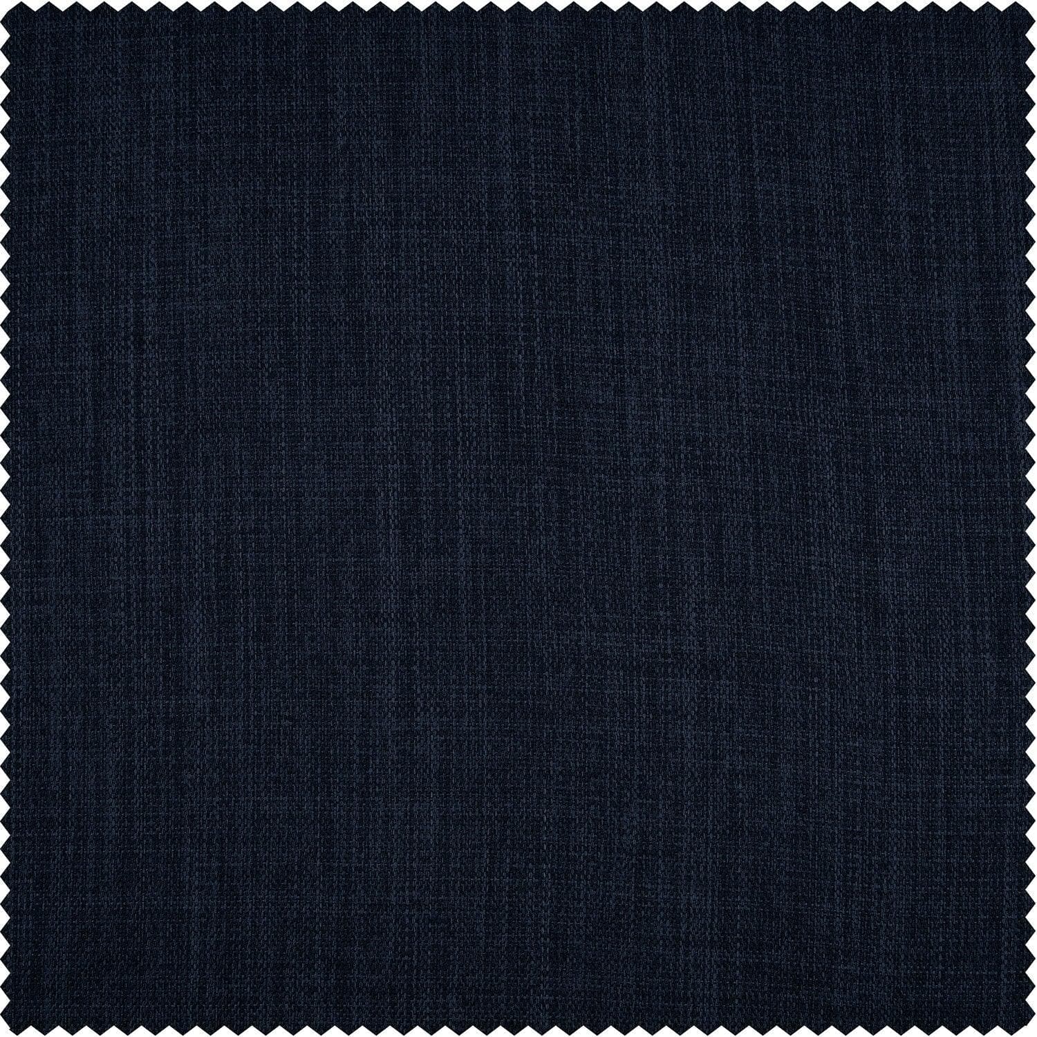 Nightfall Navy Textured Faux Linen Custom Curtains - Elegant Window Treatments for Living Room, Bedroom & Home Decor
