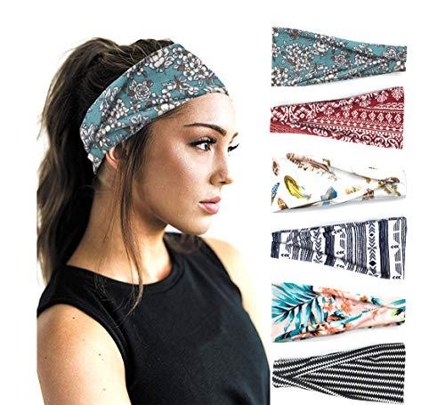 Stylish Printed Hair Bands Set for Women - 6 Pack Fashion Hair Accessories for Ponytail, Bun & Everyday Use - Perfect for Workout, Office & Casual Wear