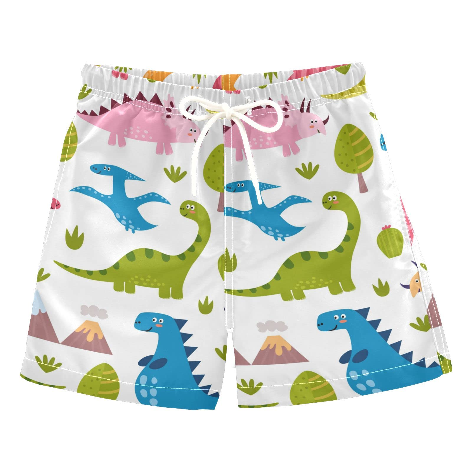 Dinosaurs Boys Swim Trunks - Quick Dry Toddler Swim Shorts for Beach & Pool - Fun Dinosaur Print Bathing Suit for Kids - Perfect for Summer Vacation, Water Parks and Swimming Lessons