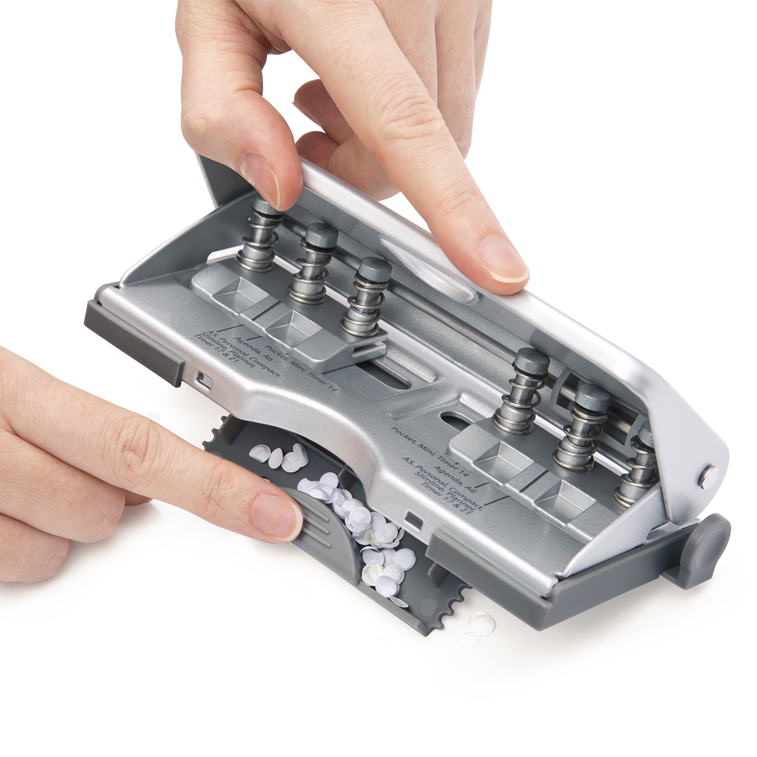 Rapesco 6-Hole Adjustable Paper Punch (1344) - Silver | Heavy Duty Hole Puncher for Binders, Reports & Office Documents | Ideal for Filing, Organizing & Office Use