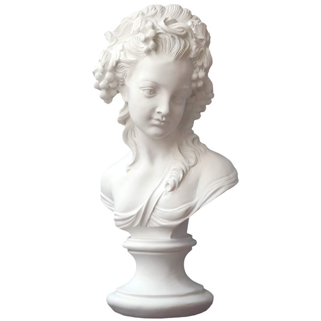 LIUSHI Design Tuscan Girl Statue Sculpture - Classical Greek Girl Bust, Plaster Portrait Artwork for Home Decor, Office & Garden - 17.3 Inch (44CM) Collectible Figurine