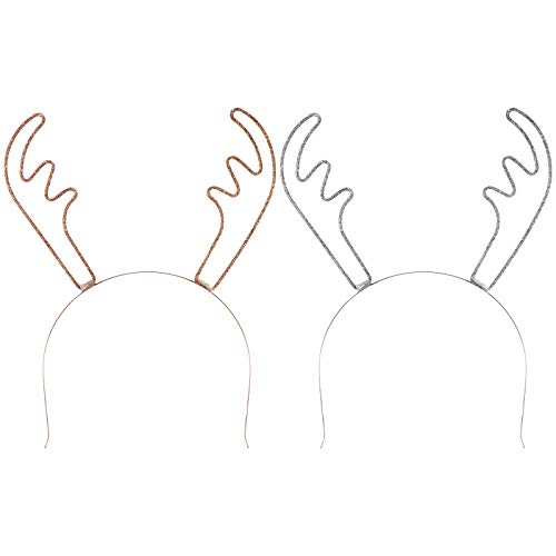 EXCLUZO 2-Pack Cute Reindeer Antler Headbands for Christmas Party - Festive Holiday Hair Accessories for Women, Girls (Perfect for Xmas Photos, Ugly Sweater Parties & Family Gatherings)